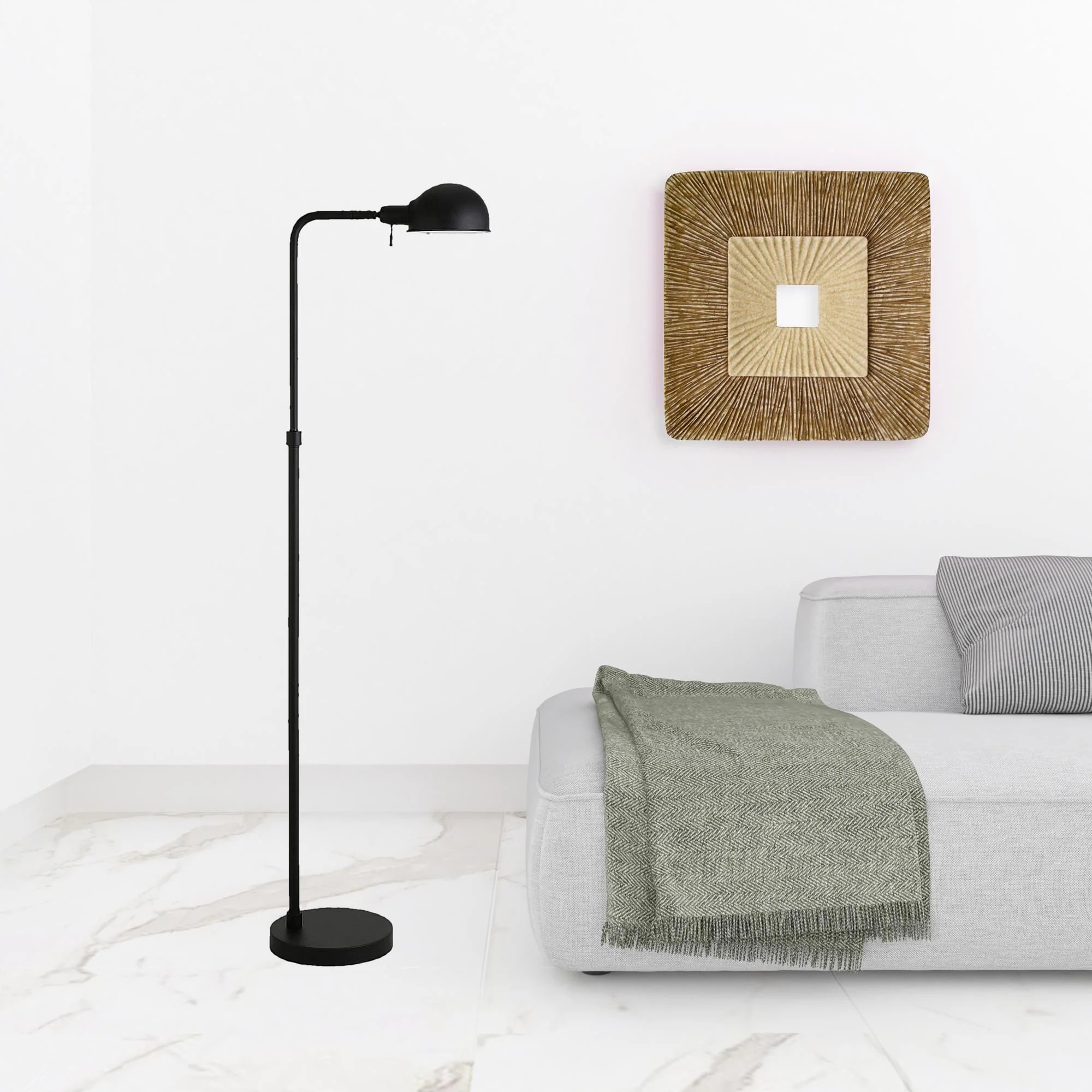 Black Reading Floor Lamp With Black Dome Shade By Homeroots - Image 3