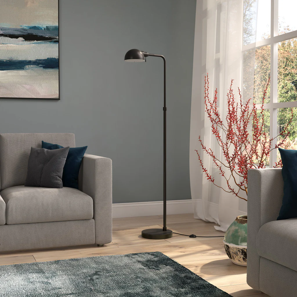 Black Reading Floor Lamp With Black Dome Shade By Homeroots - Image 5