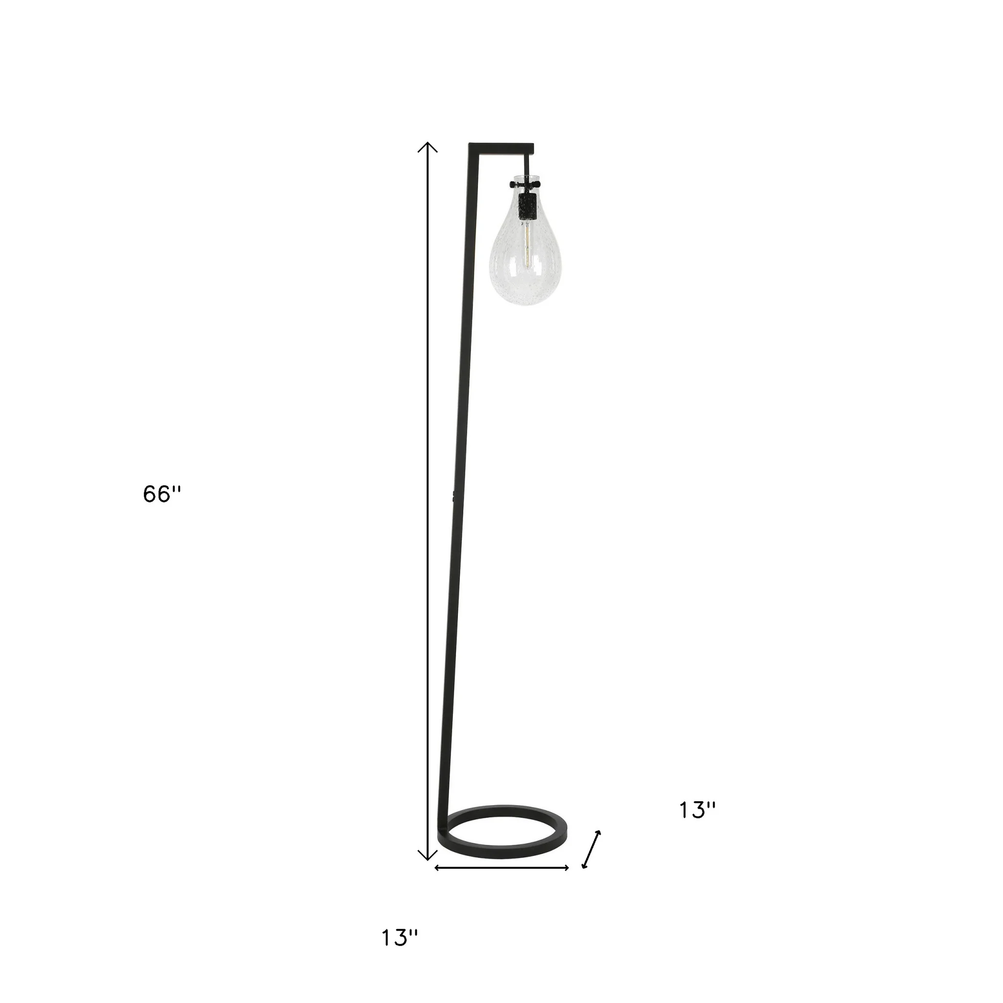 Black Reading Floor Lamp With Clear Seeded Glass Empire Shade By Homeroots - Image 6