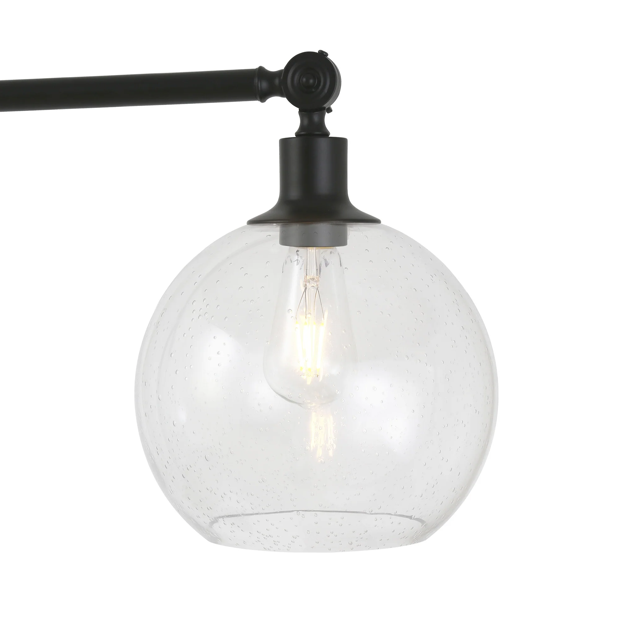 Black Reading Floor Lamp With Clear Seeded Glass Globe Shade By Homeroots - Image 3