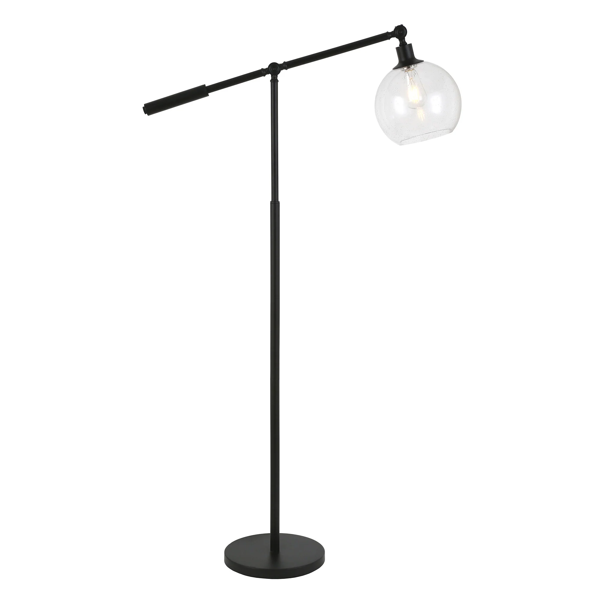 Black Reading Floor Lamp With Clear Seeded Glass Globe Shade By Homeroots - Image 7