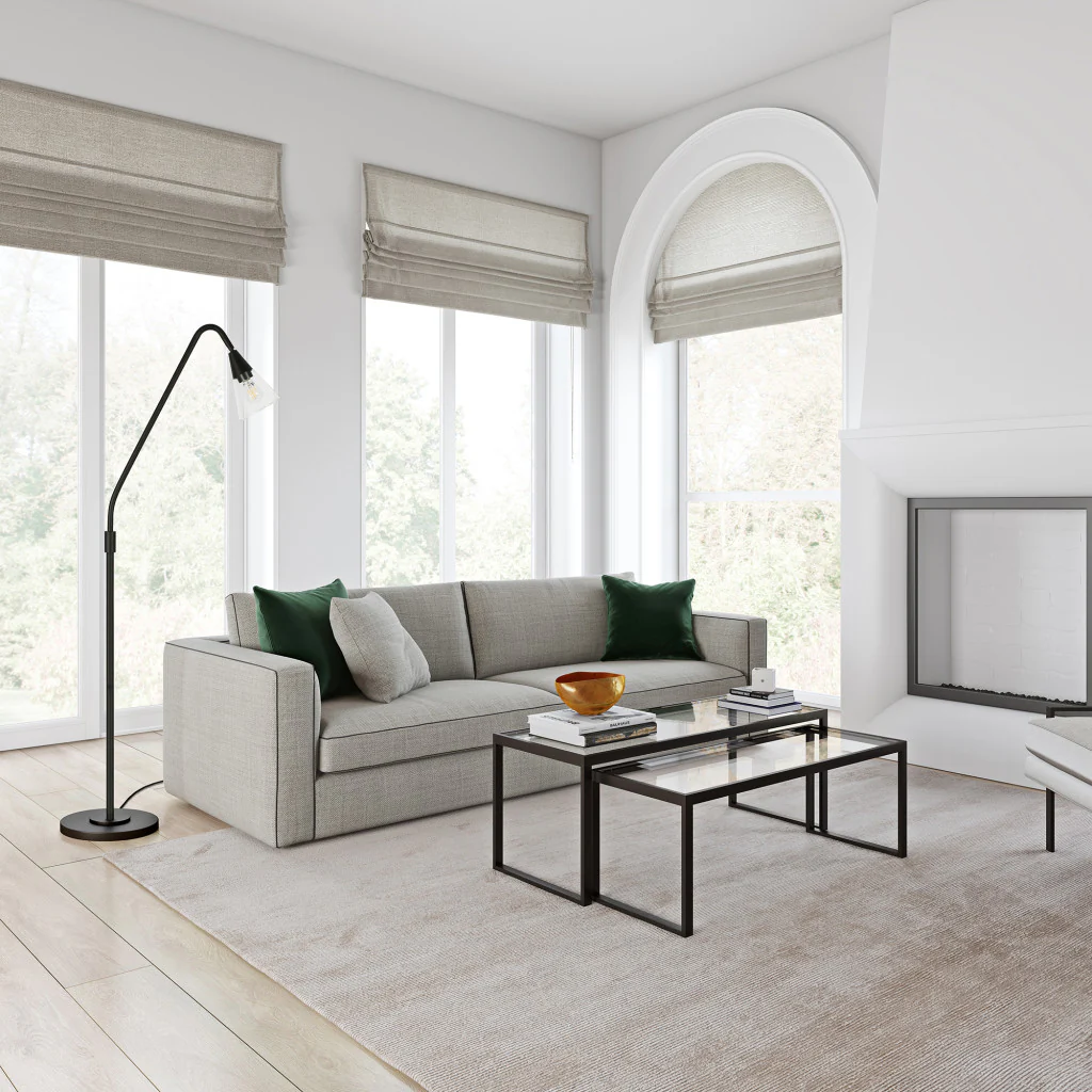 Black Reading Floor Lamp With Clear Transparent Glass Dome Shade By Homeroots - Image 2