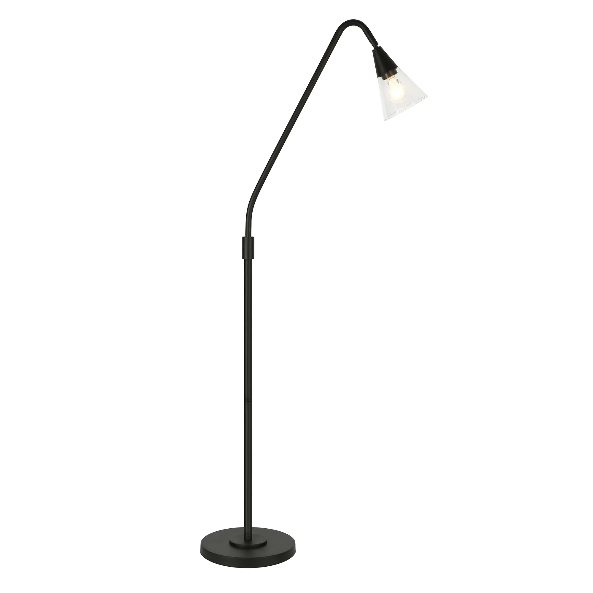 Black Reading Floor Lamp With Clear Transparent Glass Dome Shade By Homeroots - Image 4