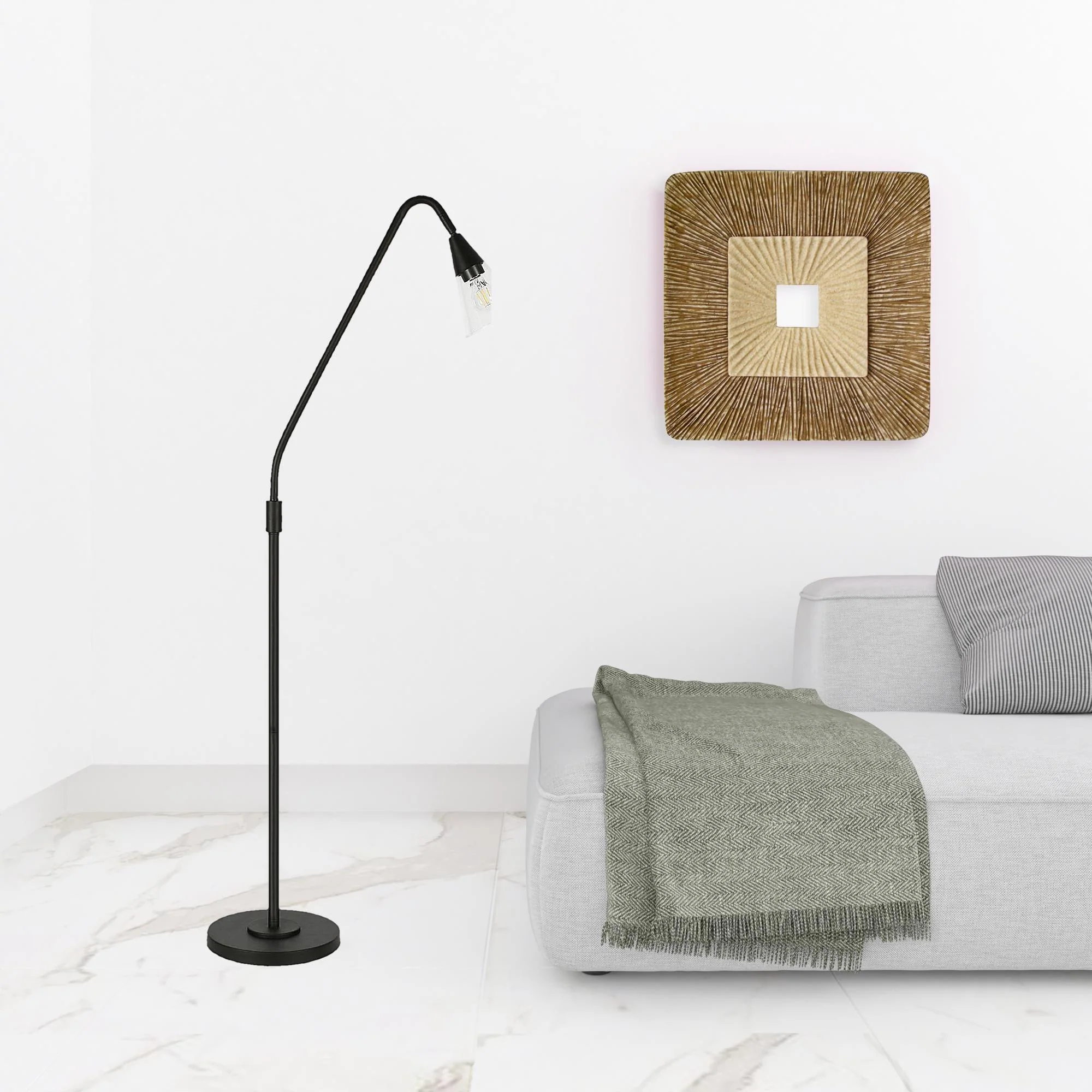 Black Reading Floor Lamp With Clear Transparent Glass Dome Shade By Homeroots - Image 5