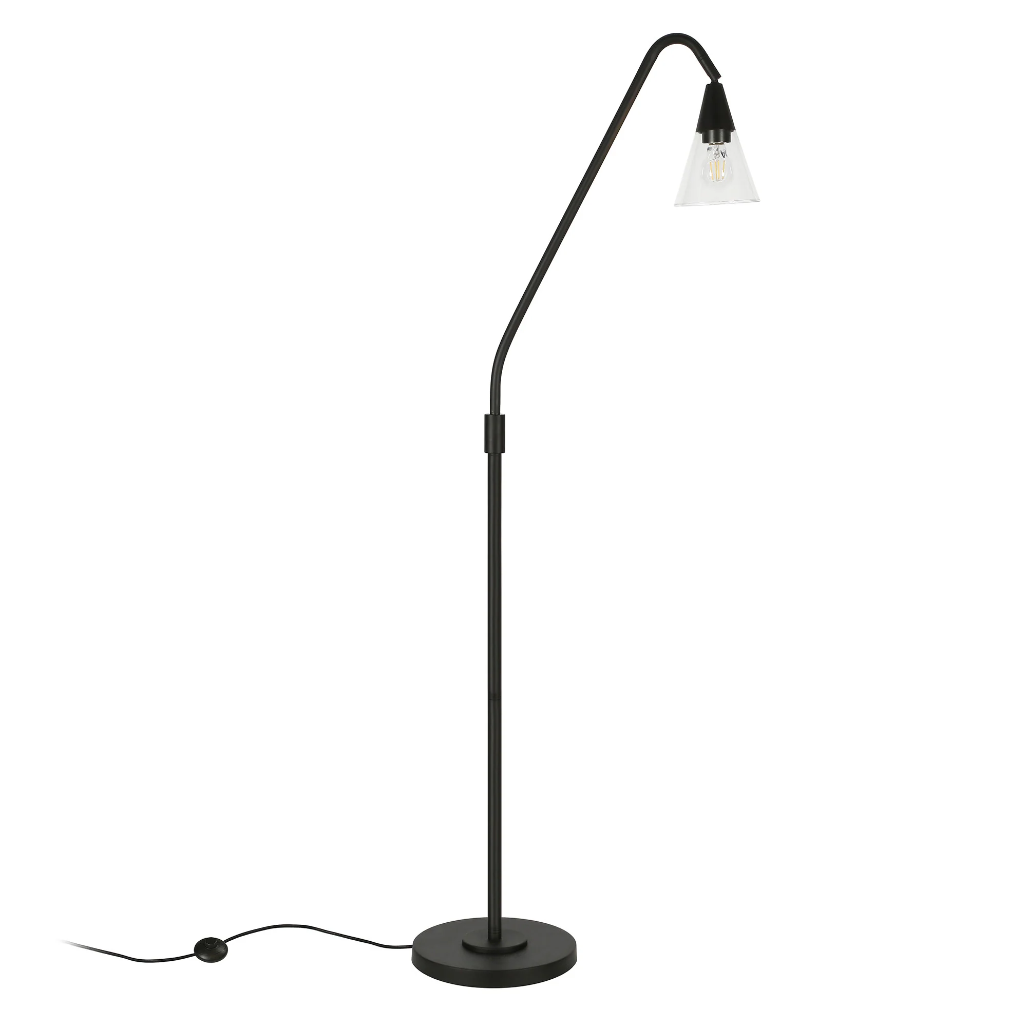 Black Reading Floor Lamp With Clear Transparent Glass Dome Shade By Homeroots - Image 7