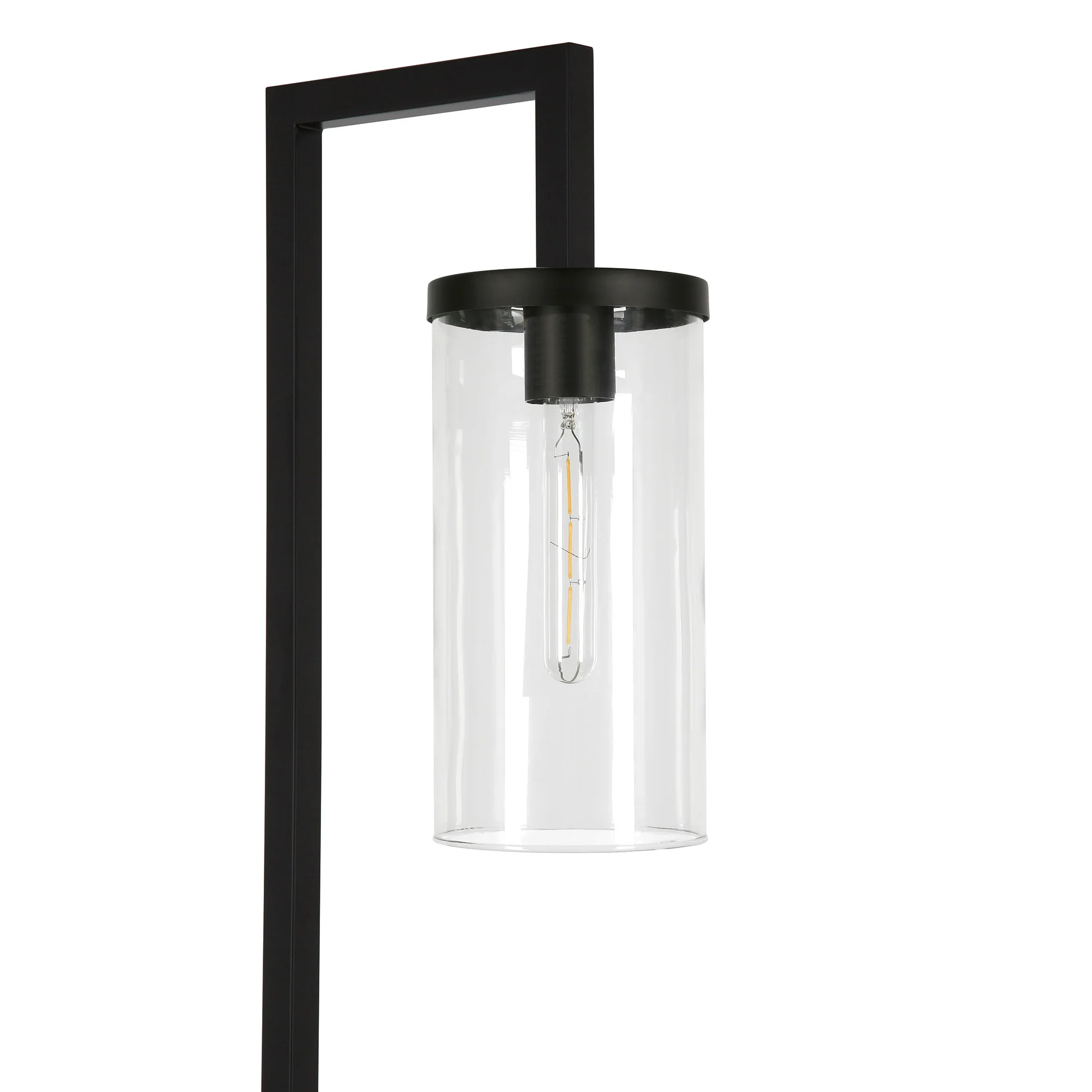 Black Reading Floor Lamp With Clear Transparent Glass Drum Shade By Homeroots - Image 4