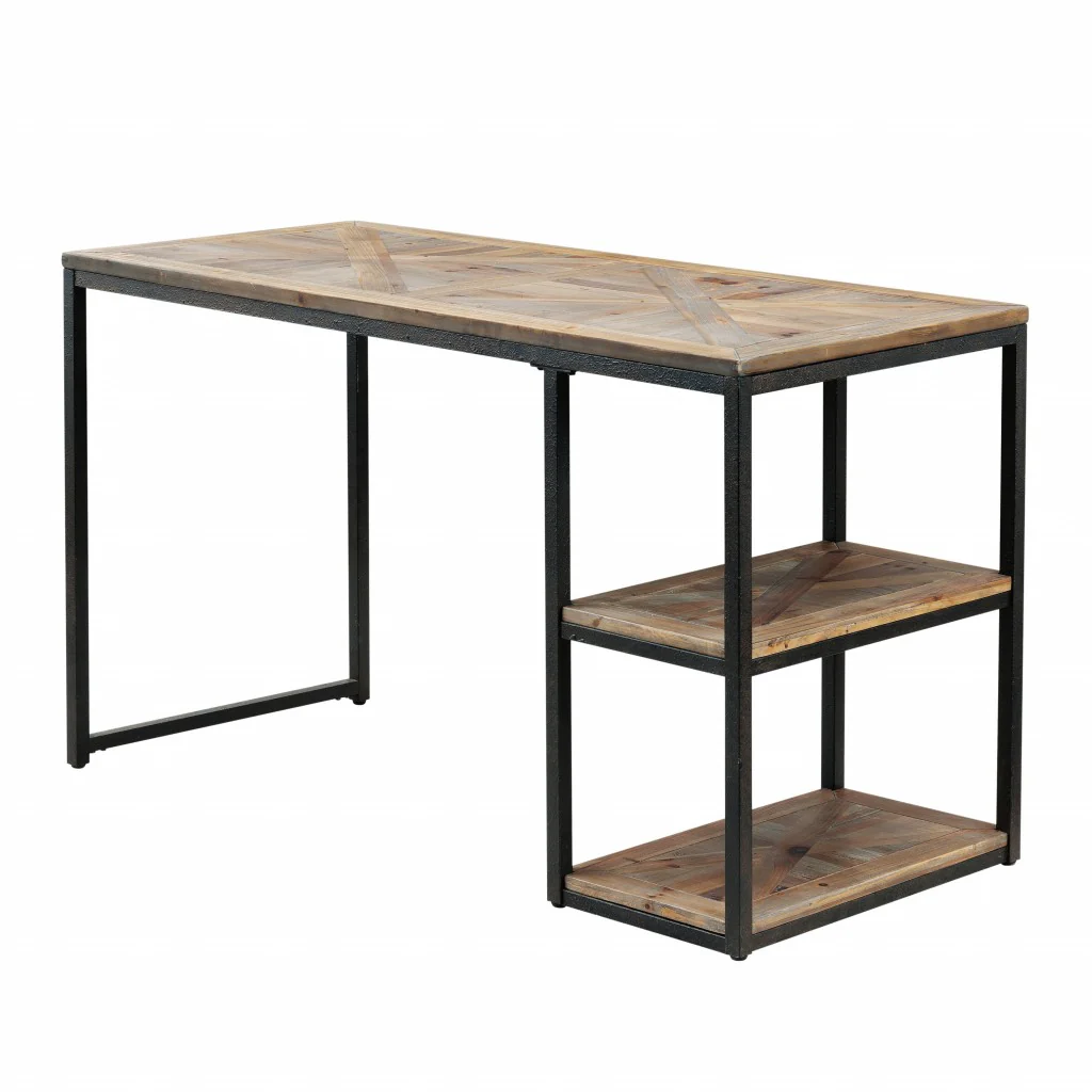 Black Reclaimed Wood Writing Desk By Homeroots - Image 8