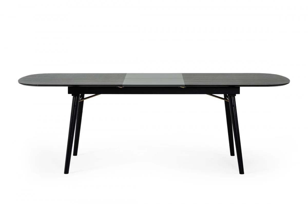 Black Rectangular Manufactured Wood Butterfly Leaf Dining Table By Homeroots - Image 2