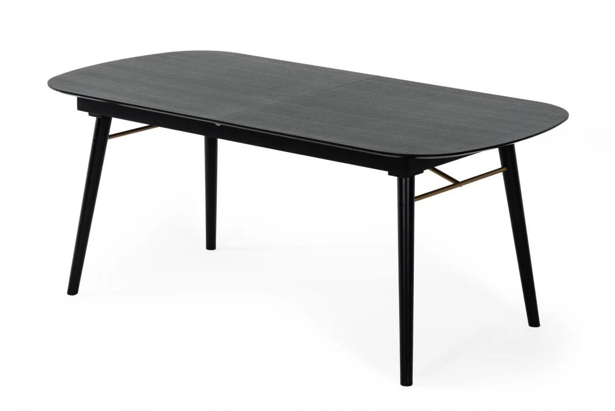 Black Rectangular Manufactured Wood Butterfly Leaf Dining Table By Homeroots - Image 3