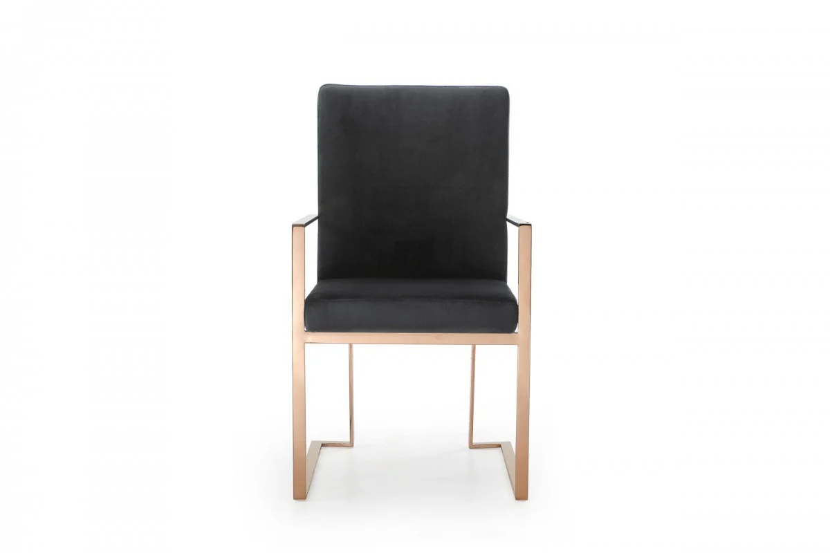 Black Rosegold Velvet Dining Chair By Homeroots - Image 2