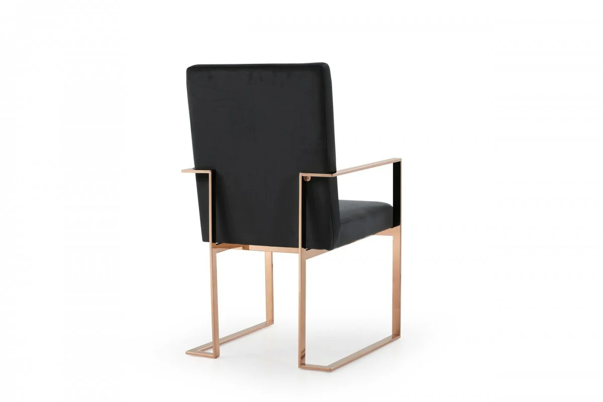 Black Rosegold Velvet Dining Chair By Homeroots - Image 3