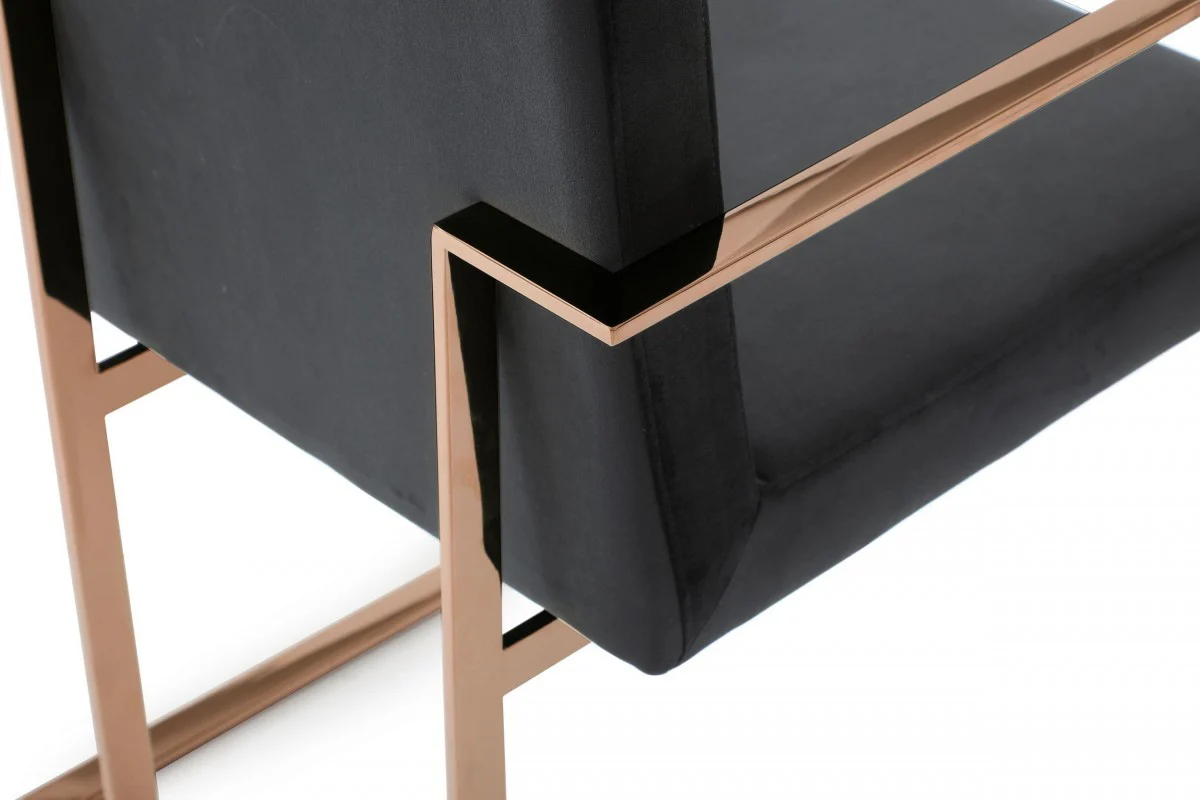 Black Rosegold Velvet Dining Chair By Homeroots - Image 6