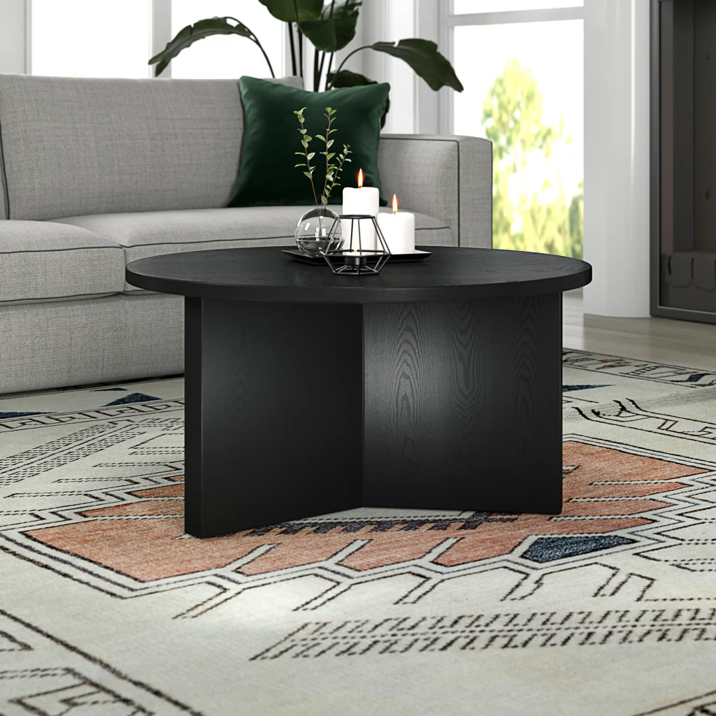 Black Round Coffee Table By Homeroots - Image 6