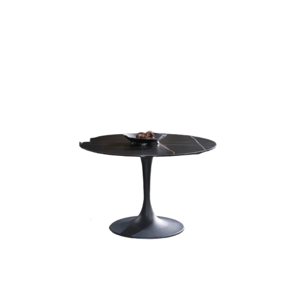 Black Rounded Ceramic And Metal Pedestal Base Dining Table By Homeroots - Image 2