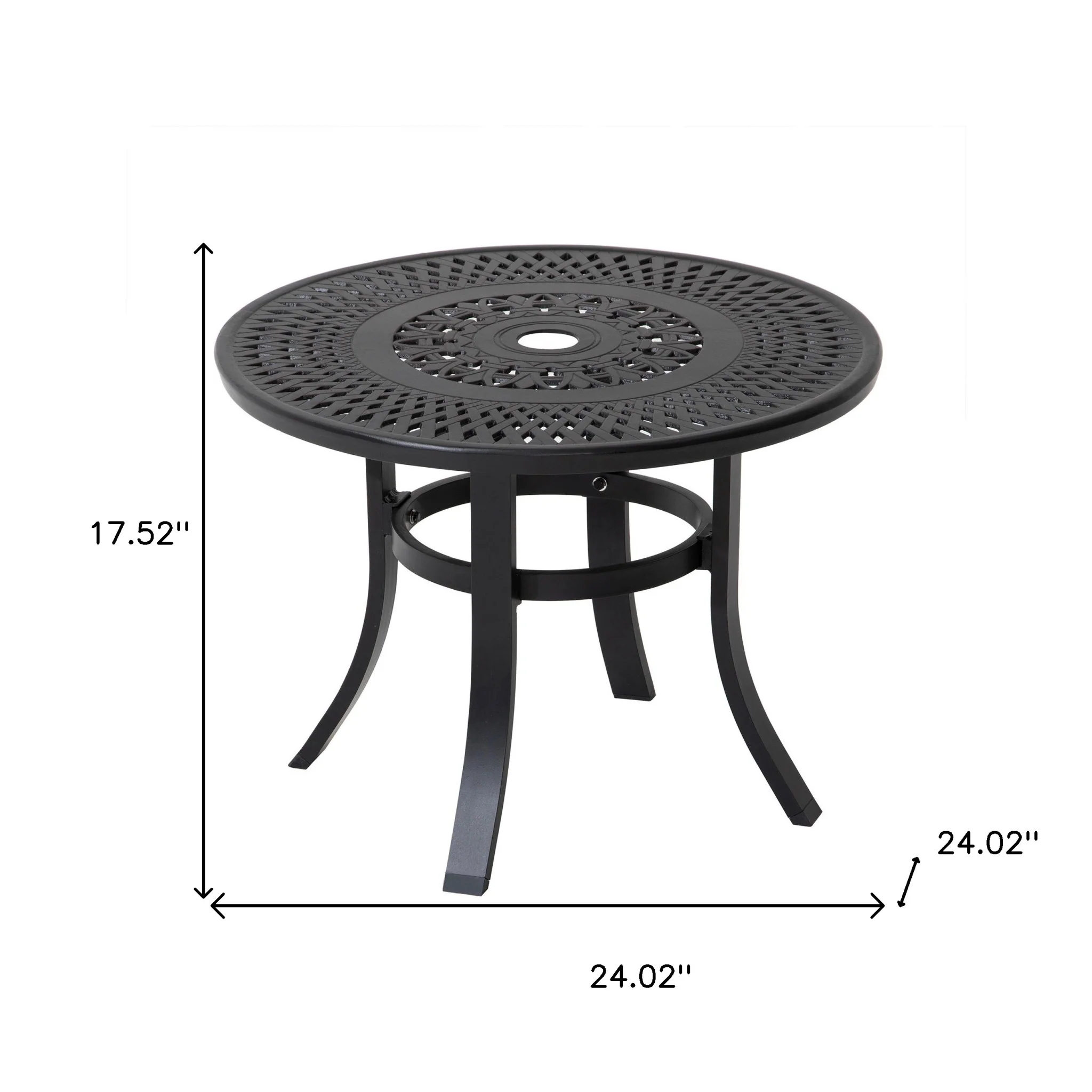 Black Rounded Metal Outdoor Bistro Table With Umbrella Hole By Homeroots - Image 4