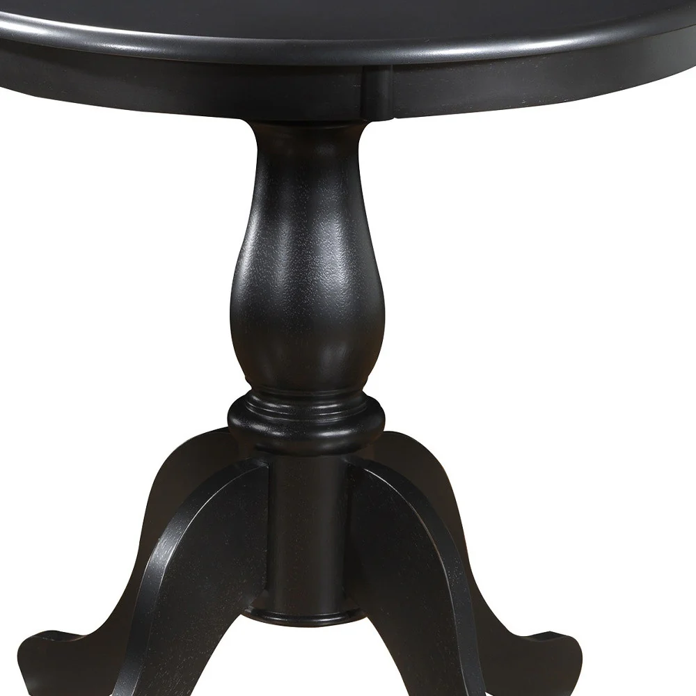 Black Rounded Solid Manufactured Wood And Solid Wood Pedestal Base Dining Table By Homeroots - Image 3
