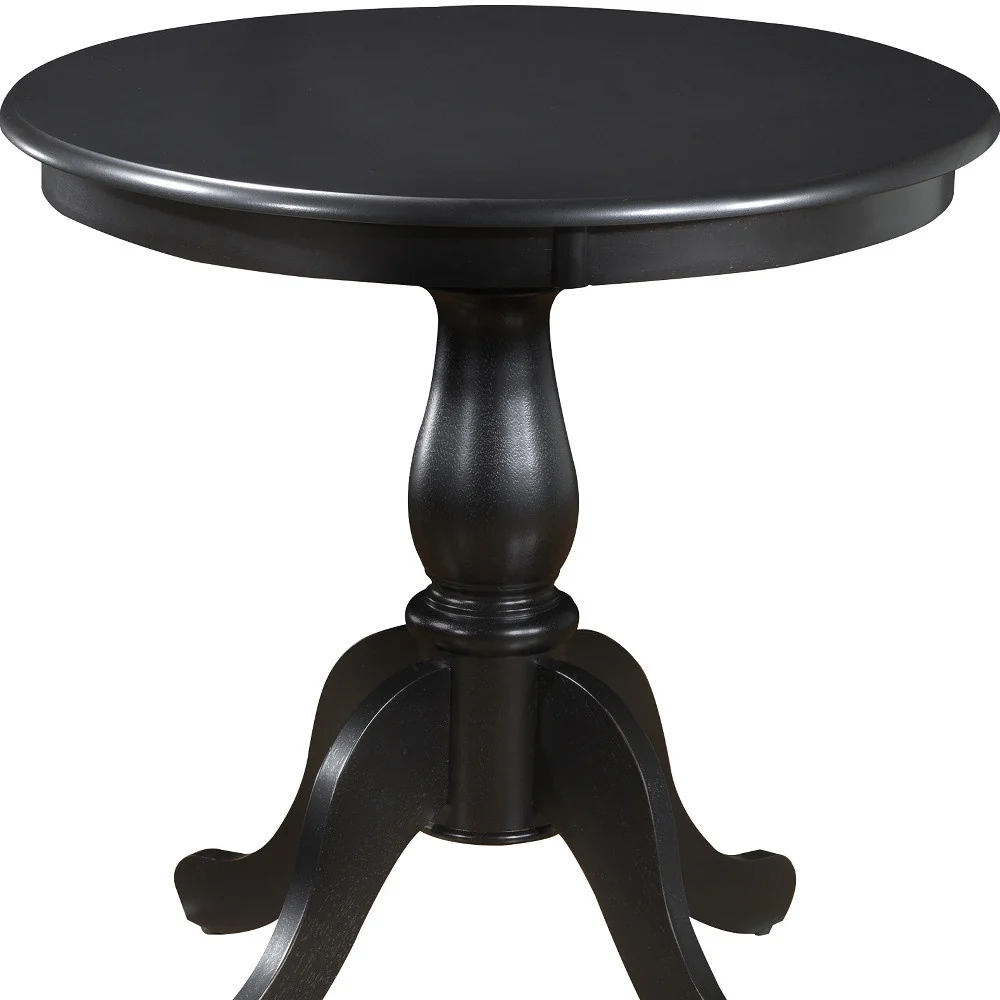 Black Rounded Solid Manufactured Wood And Solid Wood Pedestal Base Dining Table By Homeroots - Image 4