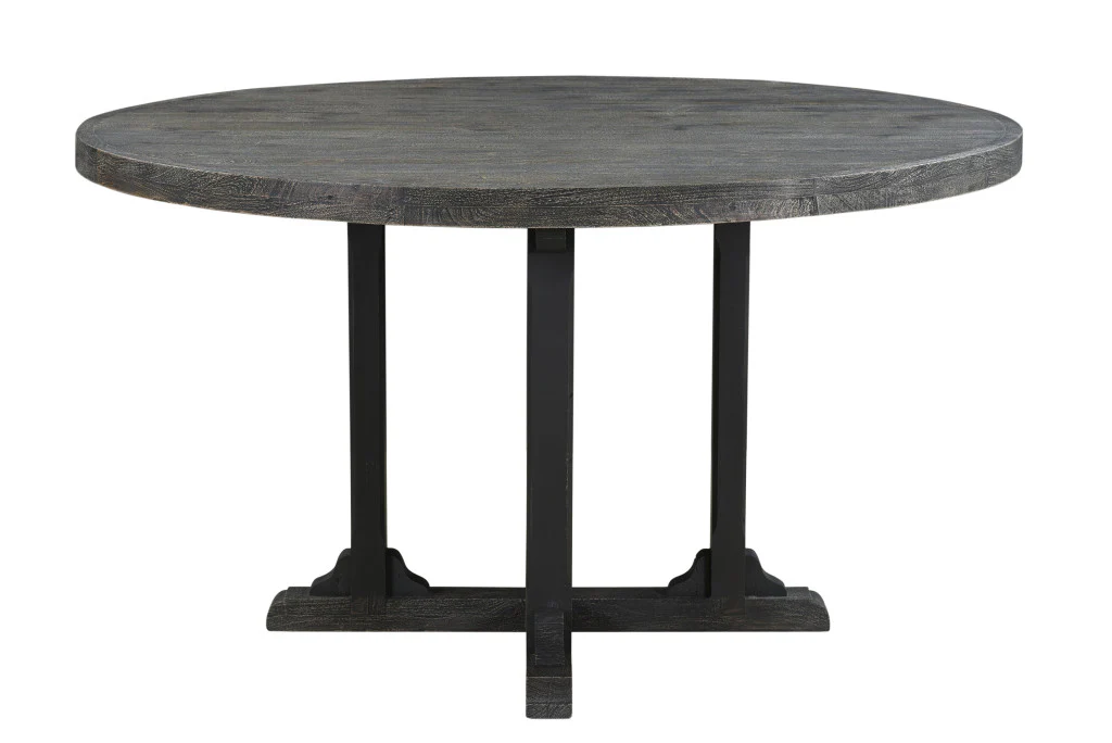 Black Rounded Solid Wood Pedestal Base Dining Table By Homeroots - Image 2