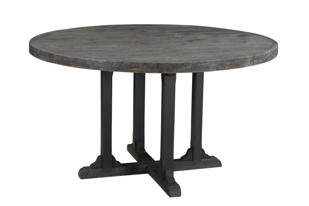 Black Rounded Solid Wood Pedestal Base Dining Table By Homeroots - Image 3