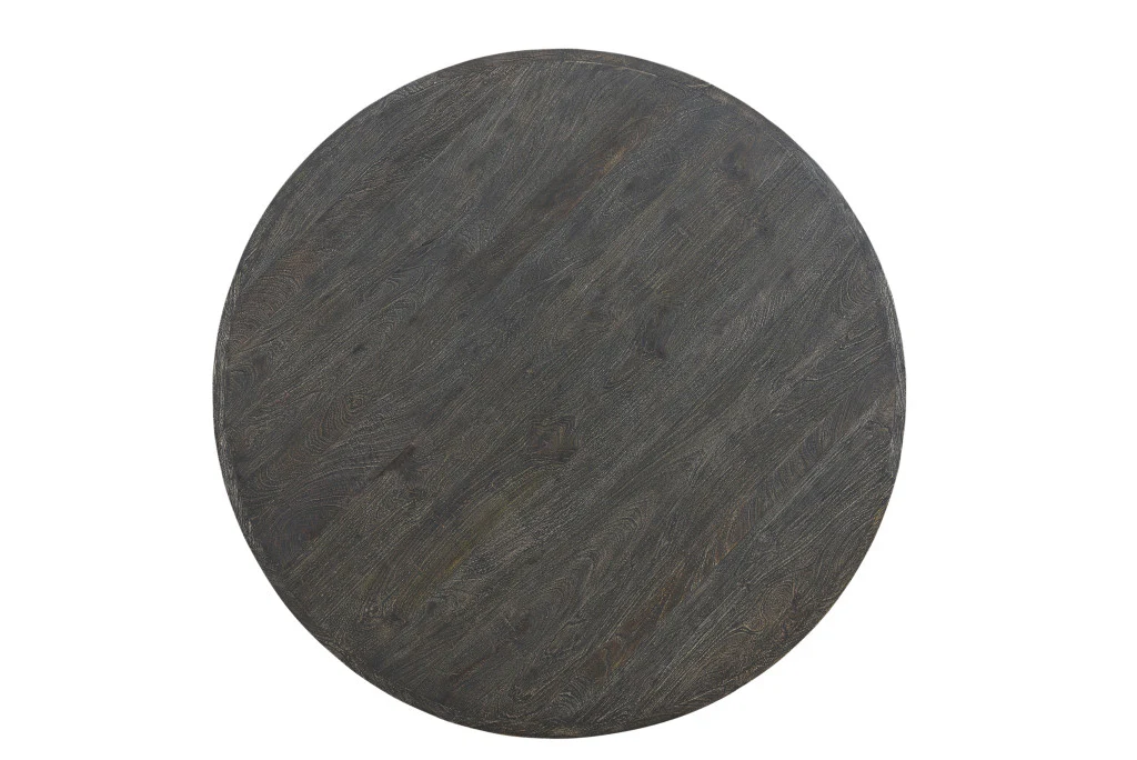 Black Rounded Solid Wood Pedestal Base Dining Table By Homeroots - Image 5