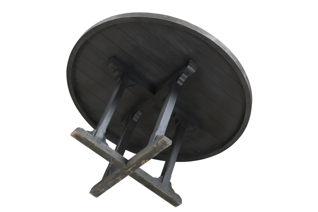 Black Rounded Solid Wood Pedestal Base Dining Table By Homeroots - Image 6