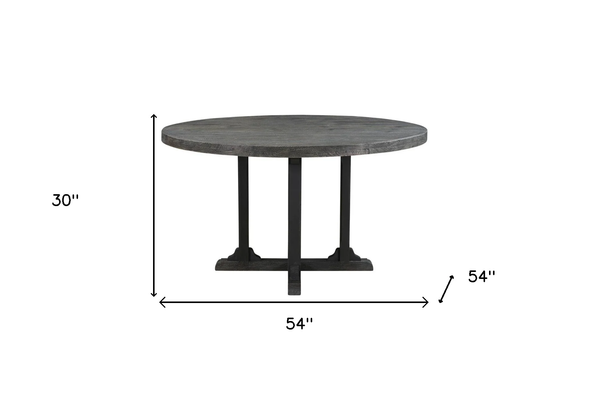 Black Rounded Solid Wood Pedestal Base Dining Table By Homeroots - Image 7