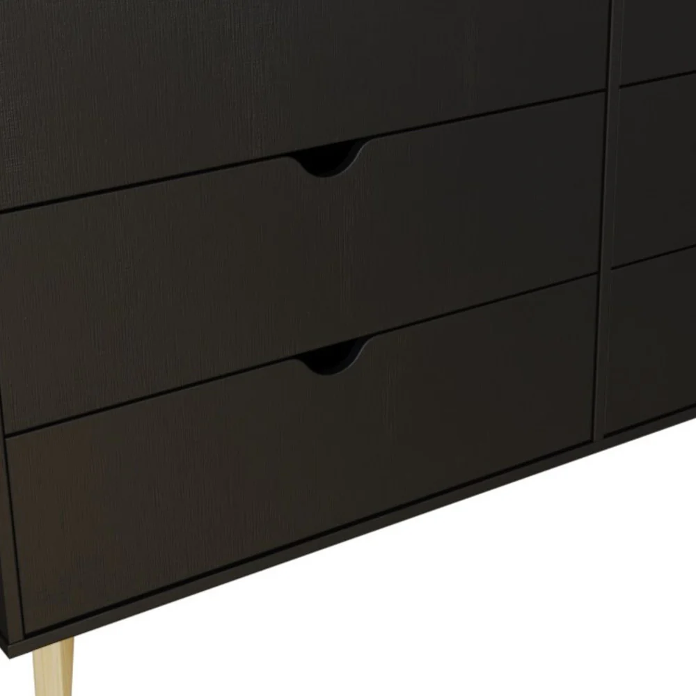 Black Scoop Handle Six Drawer Double Dresser By Homeroots - Image 6