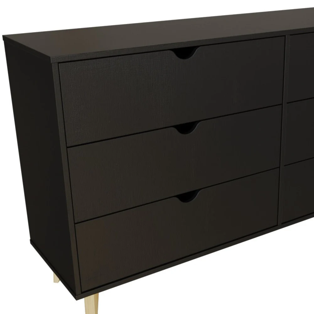 Black Scoop Handle Six Drawer Double Dresser By Homeroots - Image 7