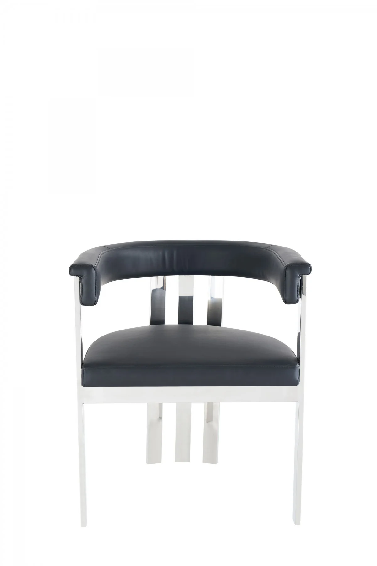 Black Silver Dining Chair By Homeroots - Image 2