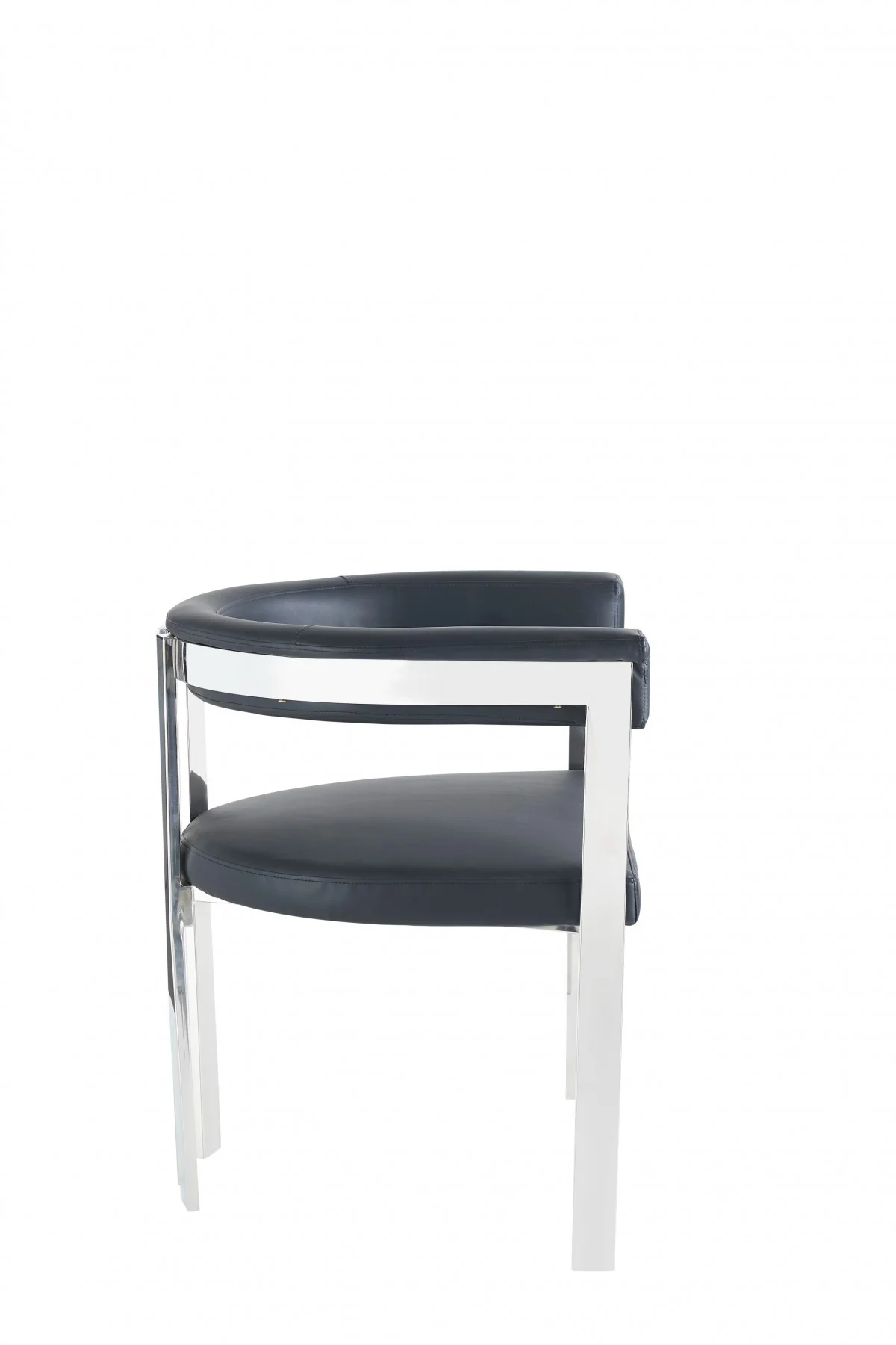 Black Silver Dining Chair By Homeroots - Image 3