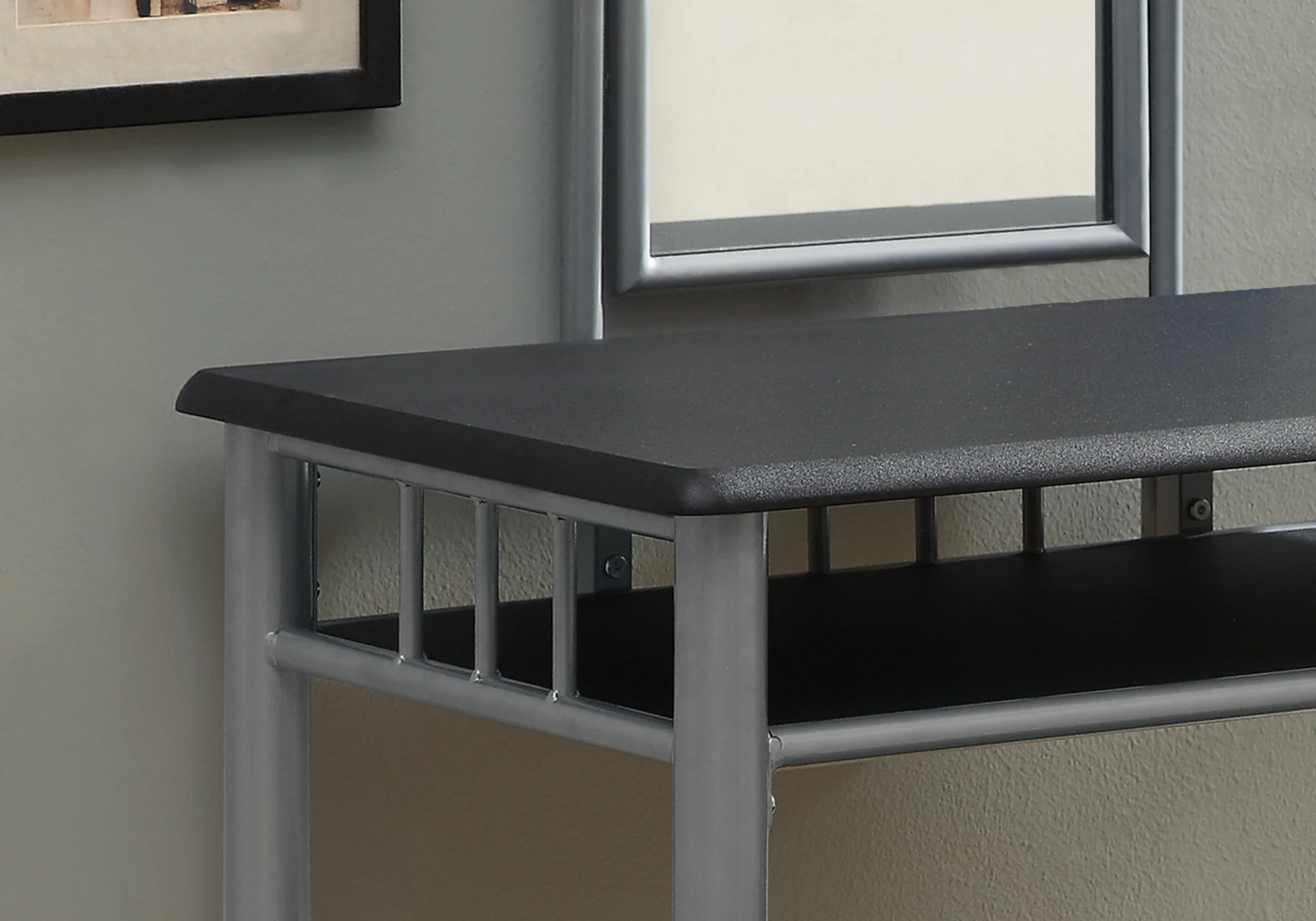 Black Silver Foam Metal Microfiber Vanity Set 2Pcs By Homeroots - Image 2