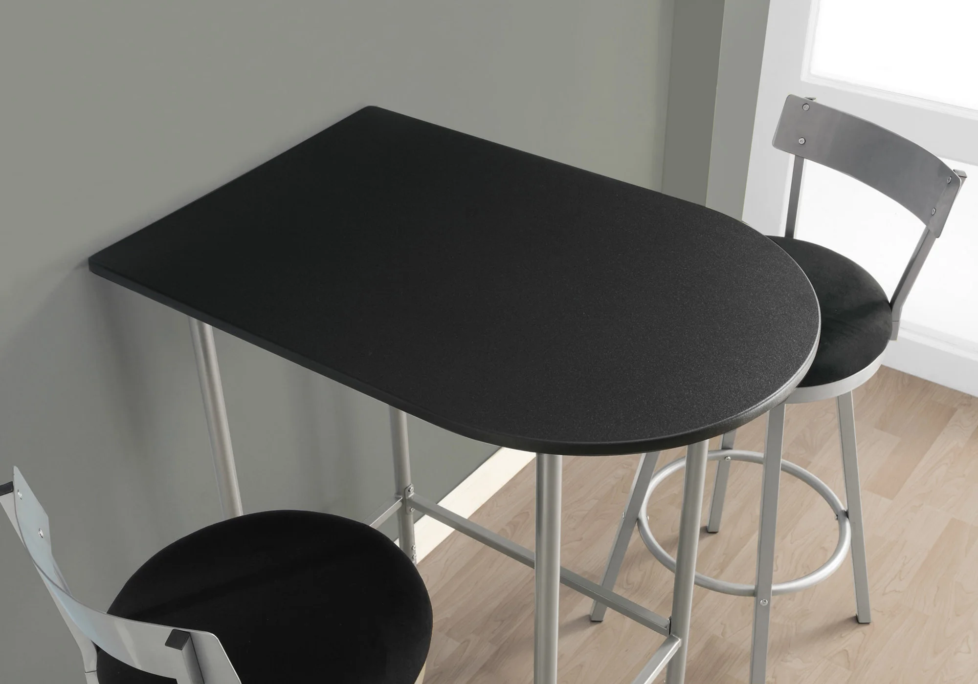 Black Silver Mdf Metal Home Bar By Homeroots - Image 3