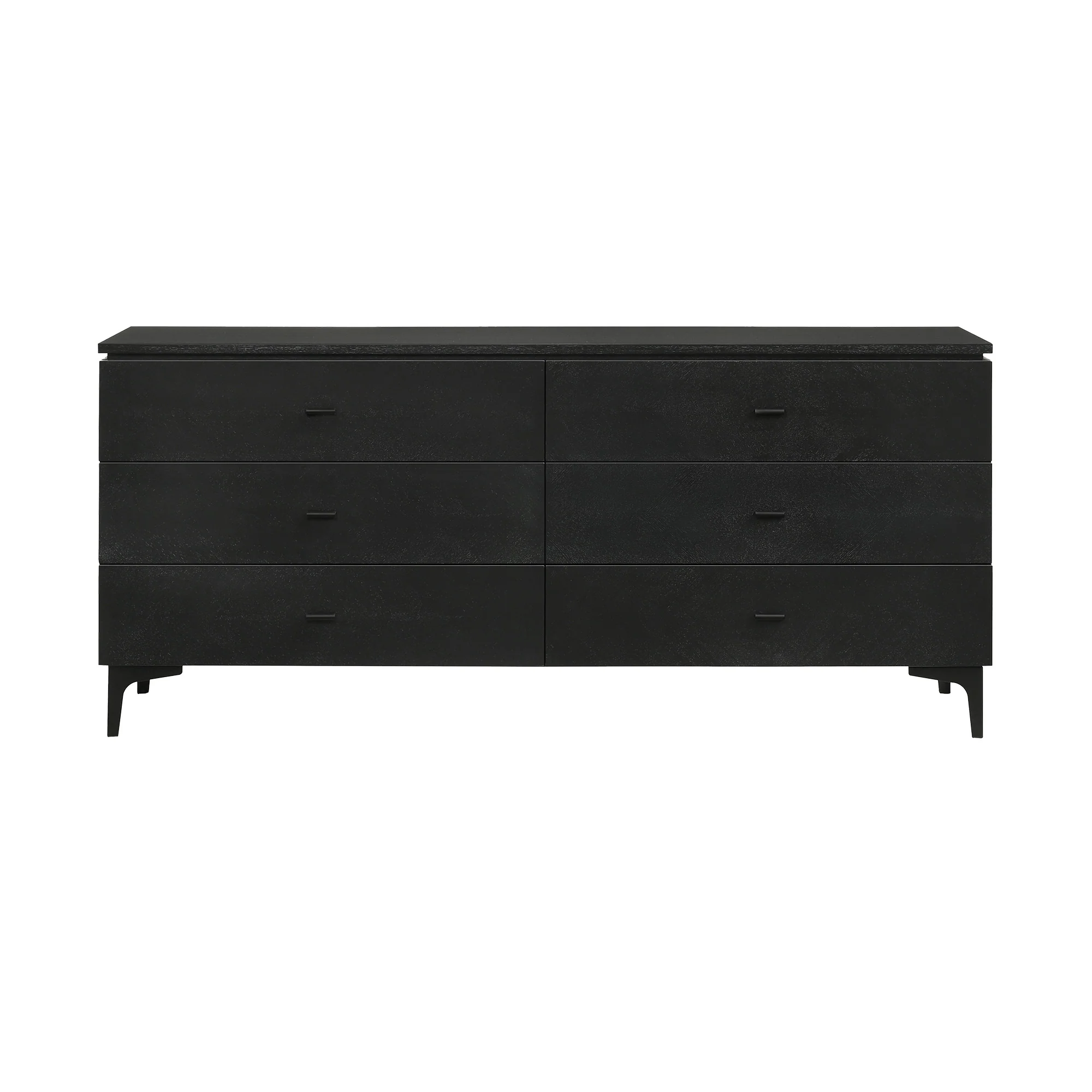 Black Six Drawer Double Dresser By Homeroots - Image 2