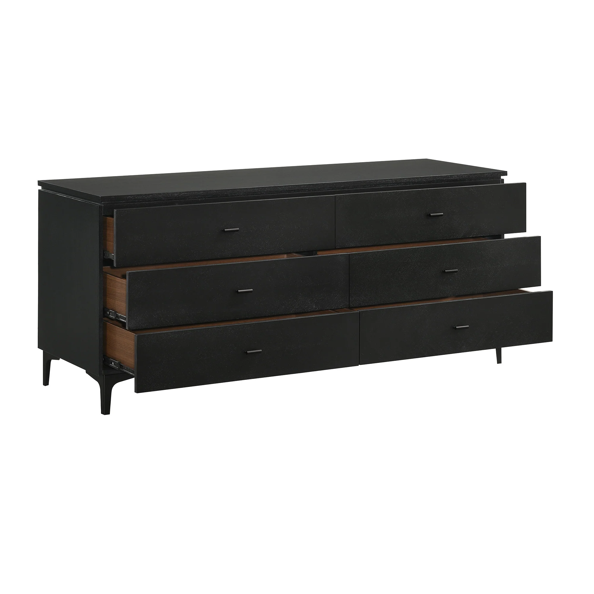 Black Six Drawer Double Dresser By Homeroots - Image 4