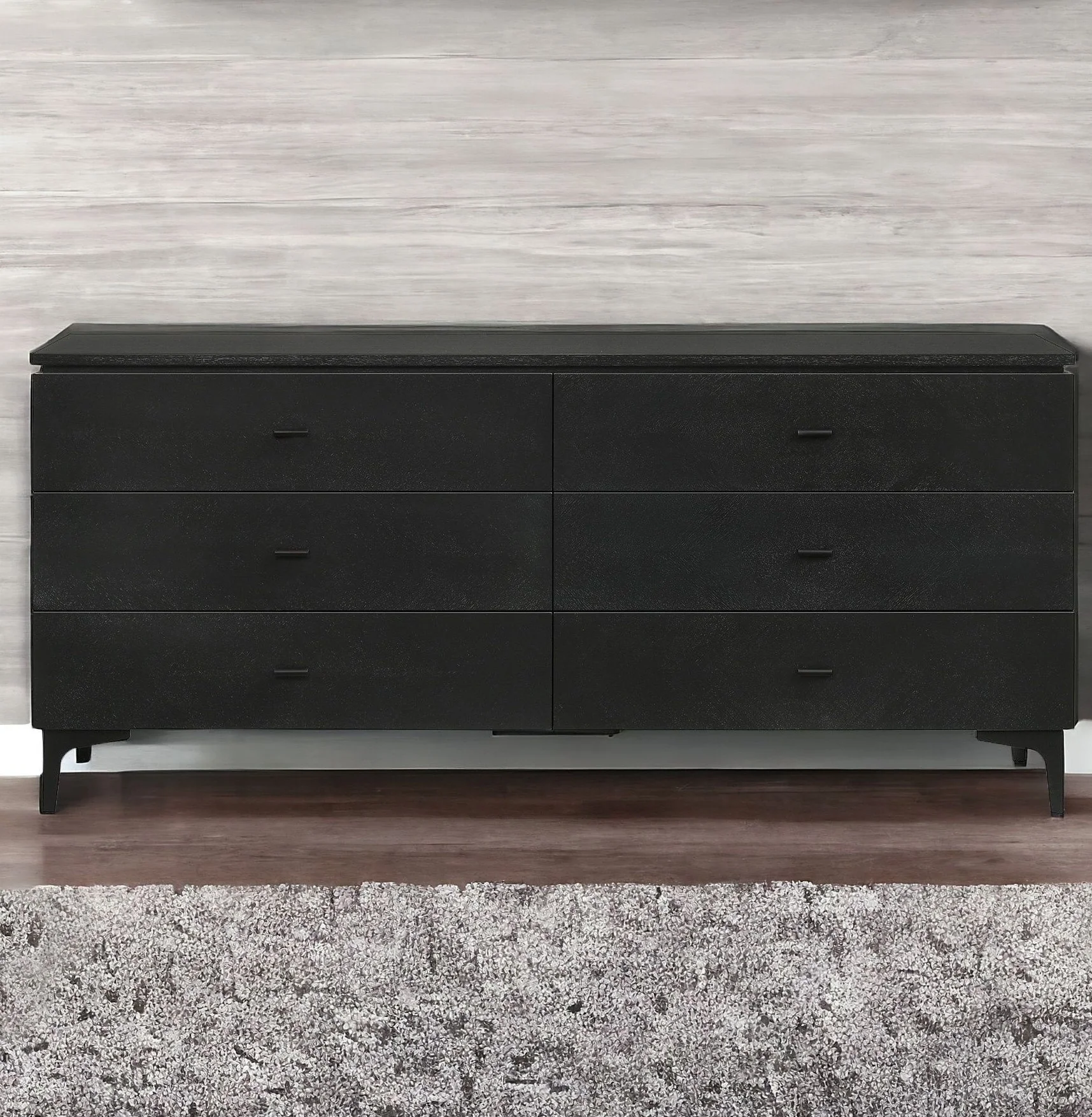 Black Six Drawer Double Dresser By Homeroots - Image 5