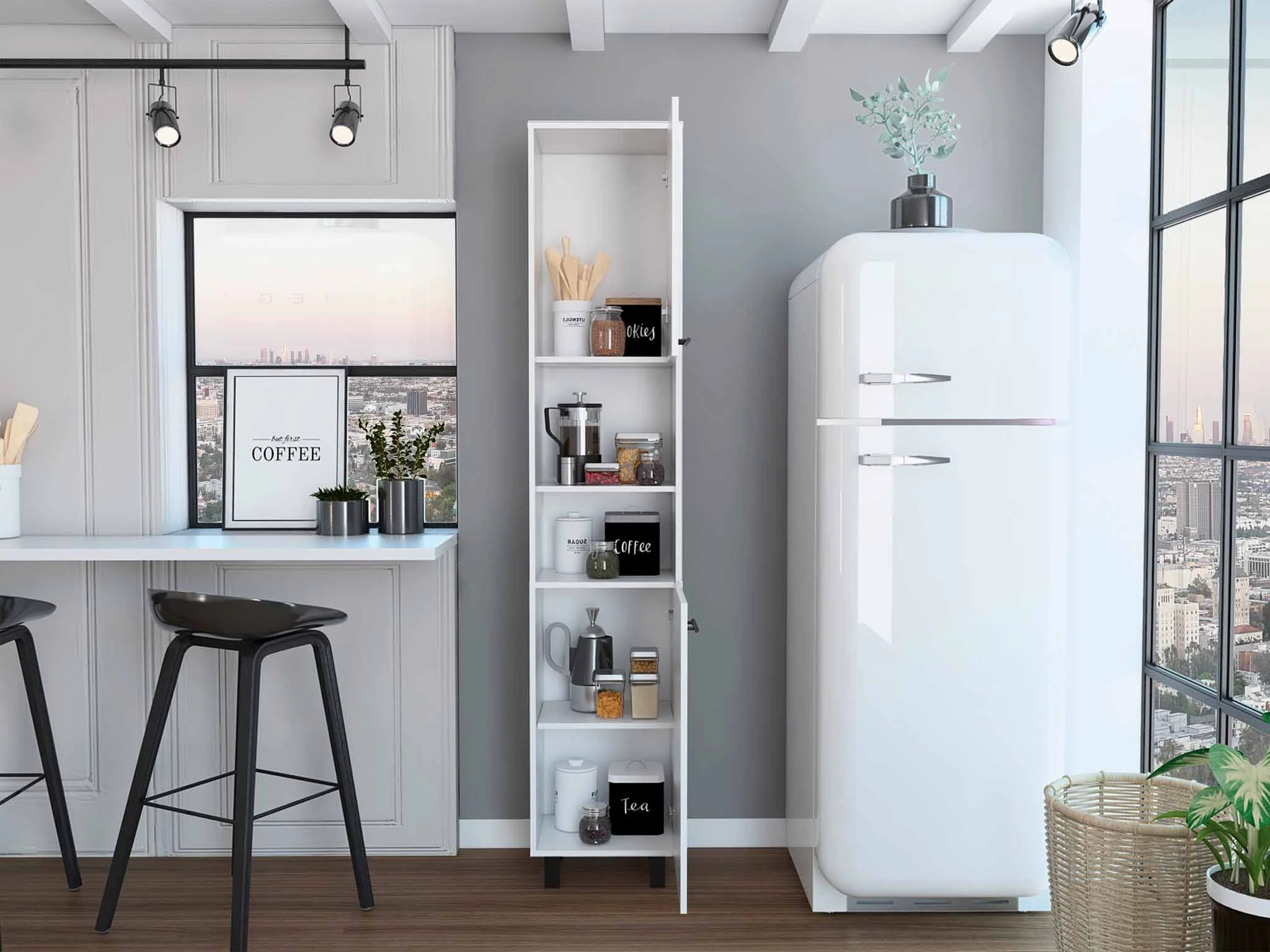 Black Sleek And Tall Pantry Cabinet By Homeroots - Image 11