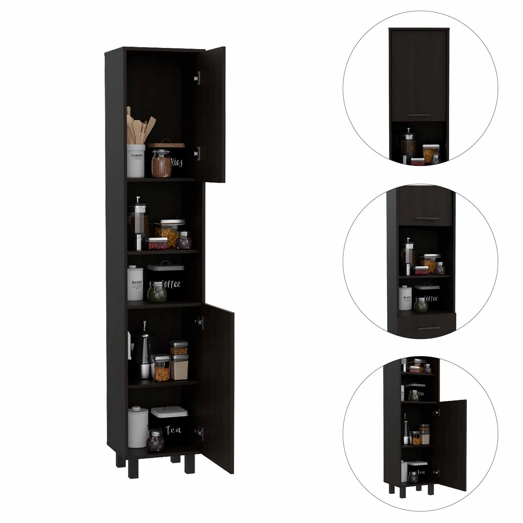 Black Sleek And Tall Pantry Cabinet By Homeroots - Image 5
