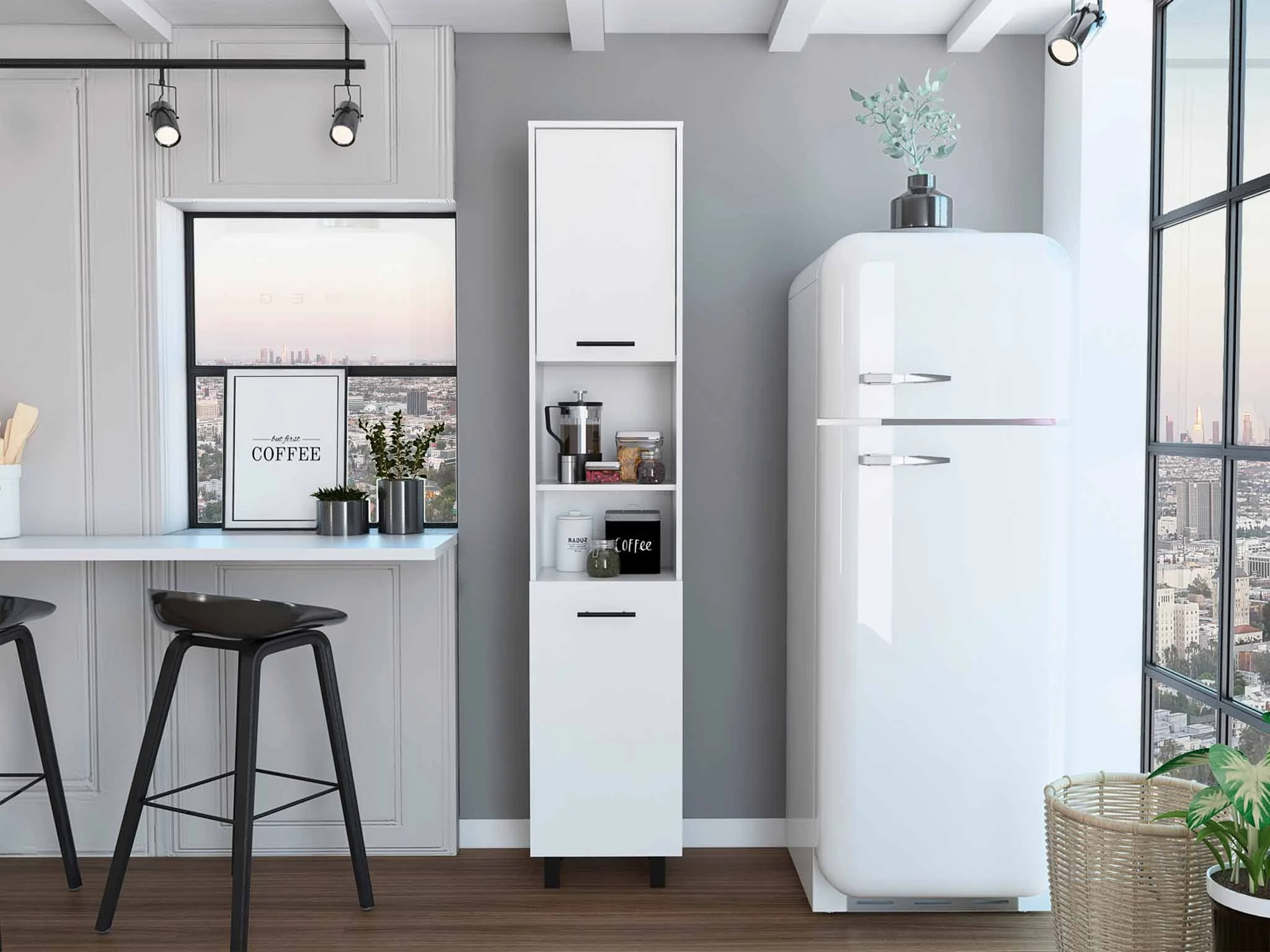 Black Sleek And Tall Pantry Cabinet By Homeroots - Image 8