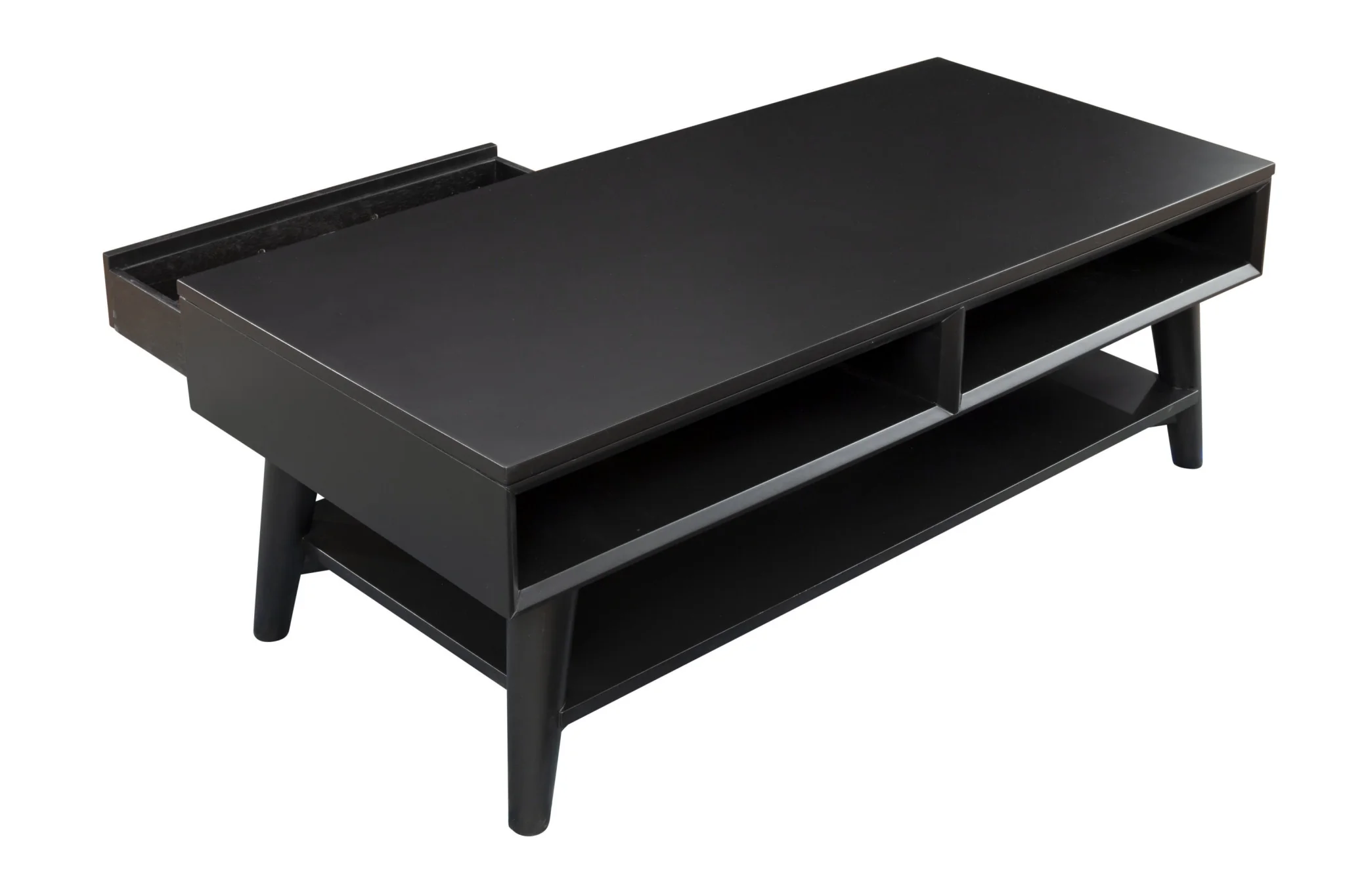 Black Solid And Manufactured Wood Coffee Table With Drawer By Homeroots - Image 4