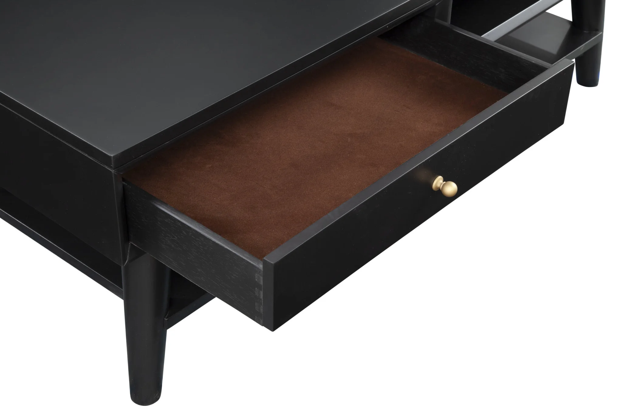 Black Solid And Manufactured Wood Coffee Table With Drawer By Homeroots - Image 5