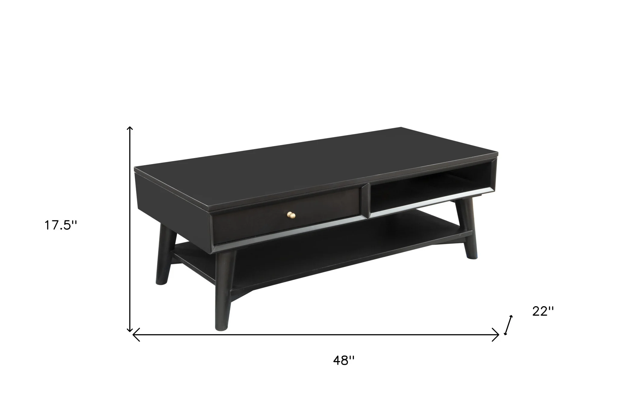 Black Solid And Manufactured Wood Coffee Table With Drawer By Homeroots - Image 7