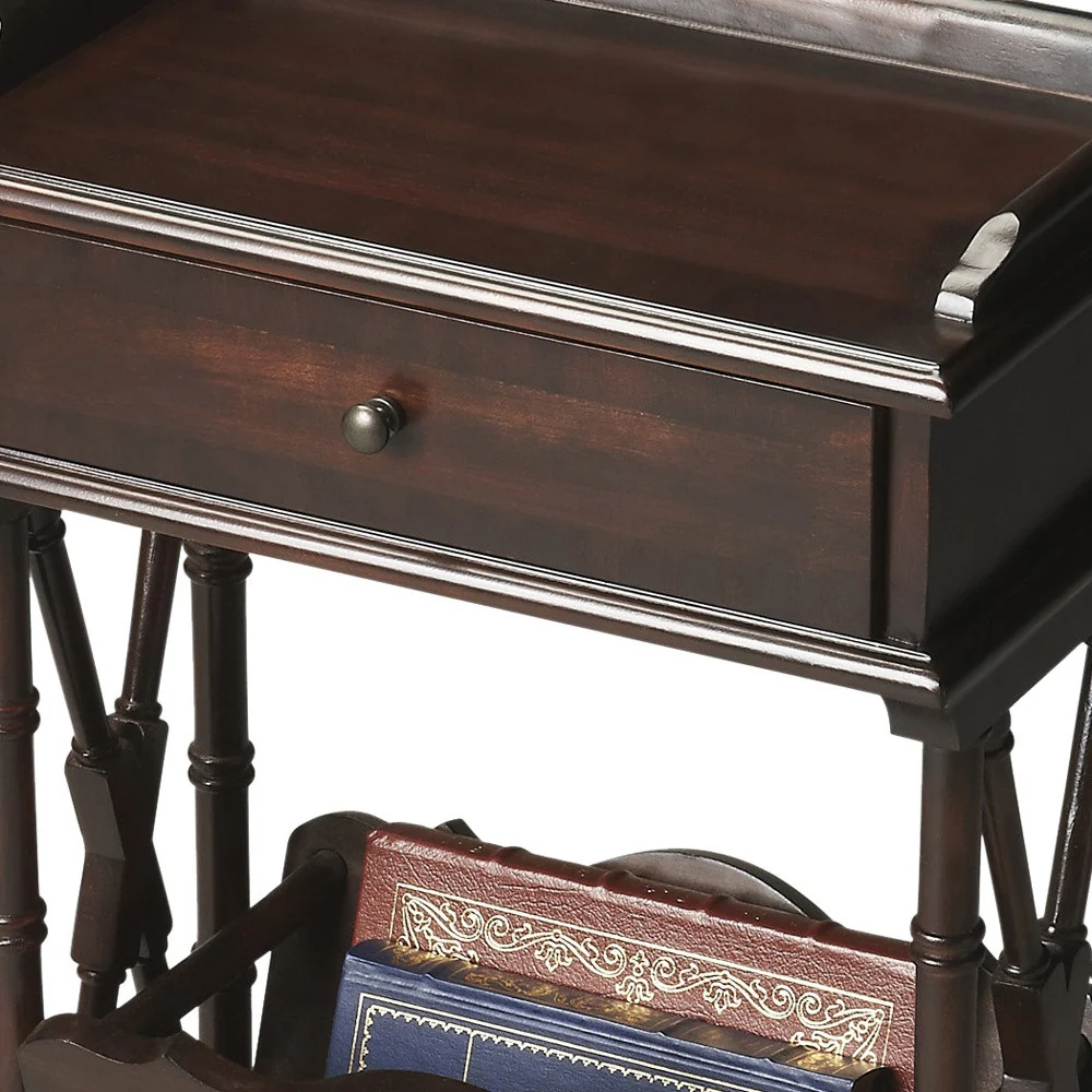 Black Solid and Manufactured Wood End Table With Drawer And Shelf With Magazine Holder By Homeroots - Image 3
