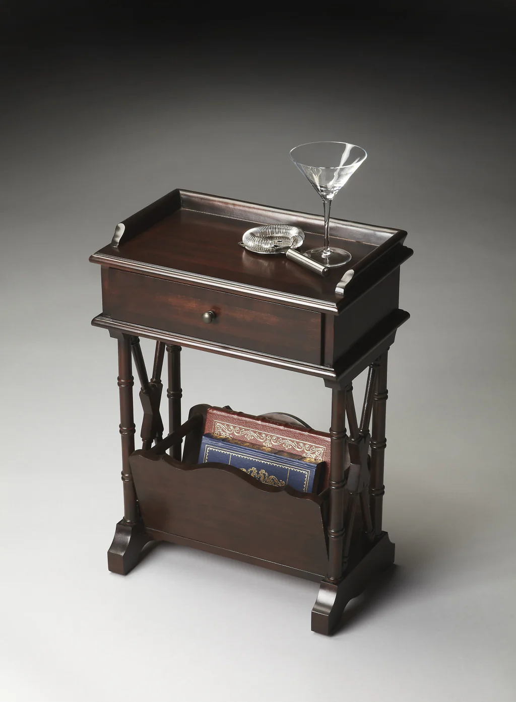 Black Solid and Manufactured Wood End Table With Drawer And Shelf With Magazine Holder By Homeroots - Image 4