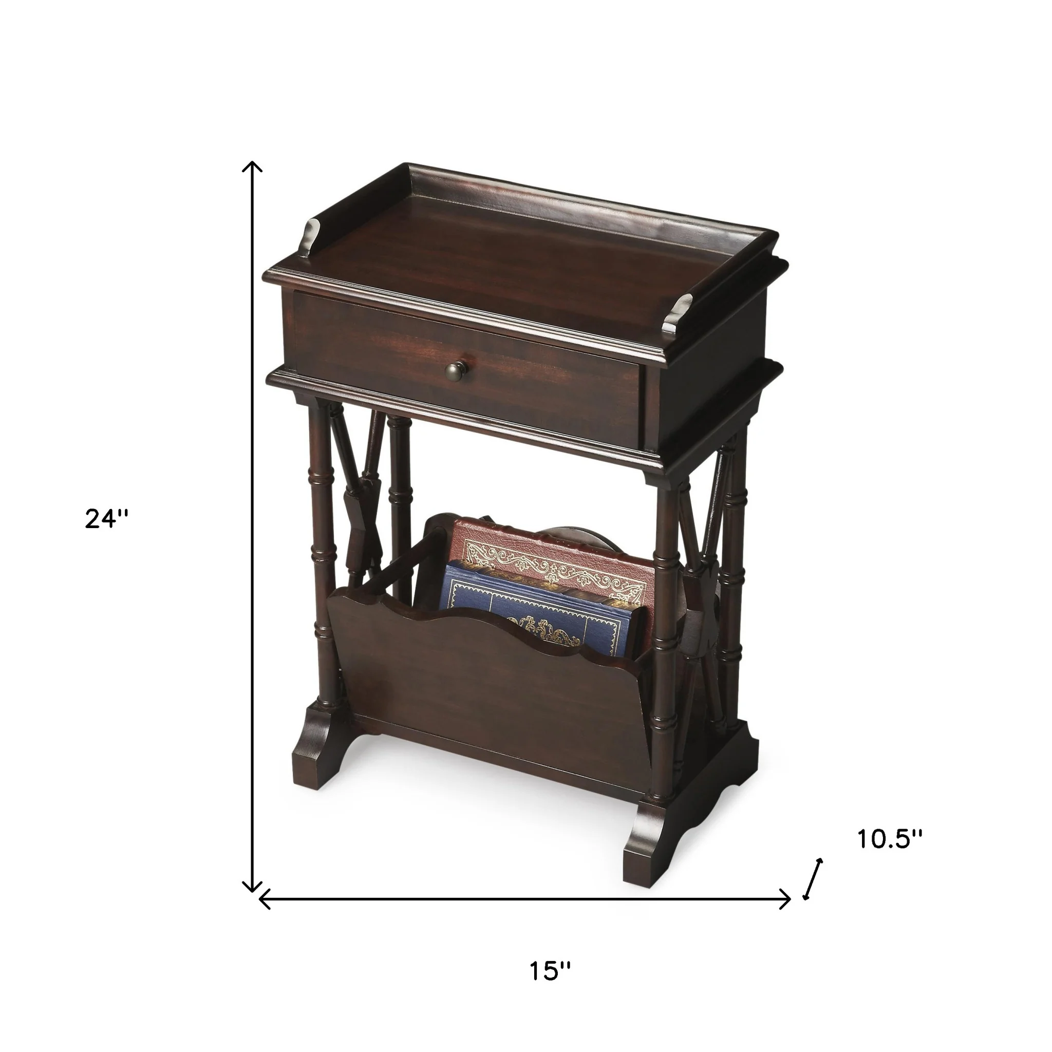 Black Solid and Manufactured Wood End Table With Drawer And Shelf With Magazine Holder By Homeroots - Image 5
