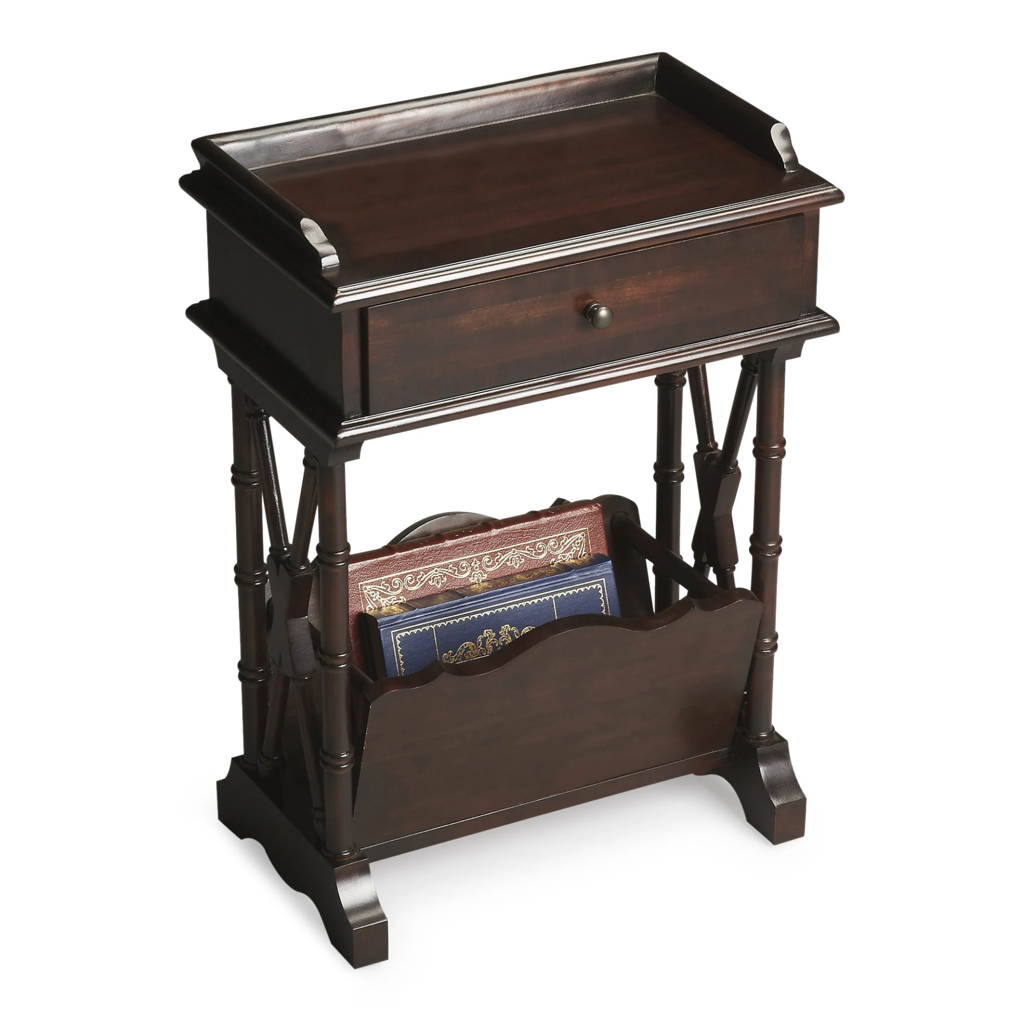 Black Solid and Manufactured Wood End Table With Drawer And Shelf With Magazine Holder By Homeroots - Image 7