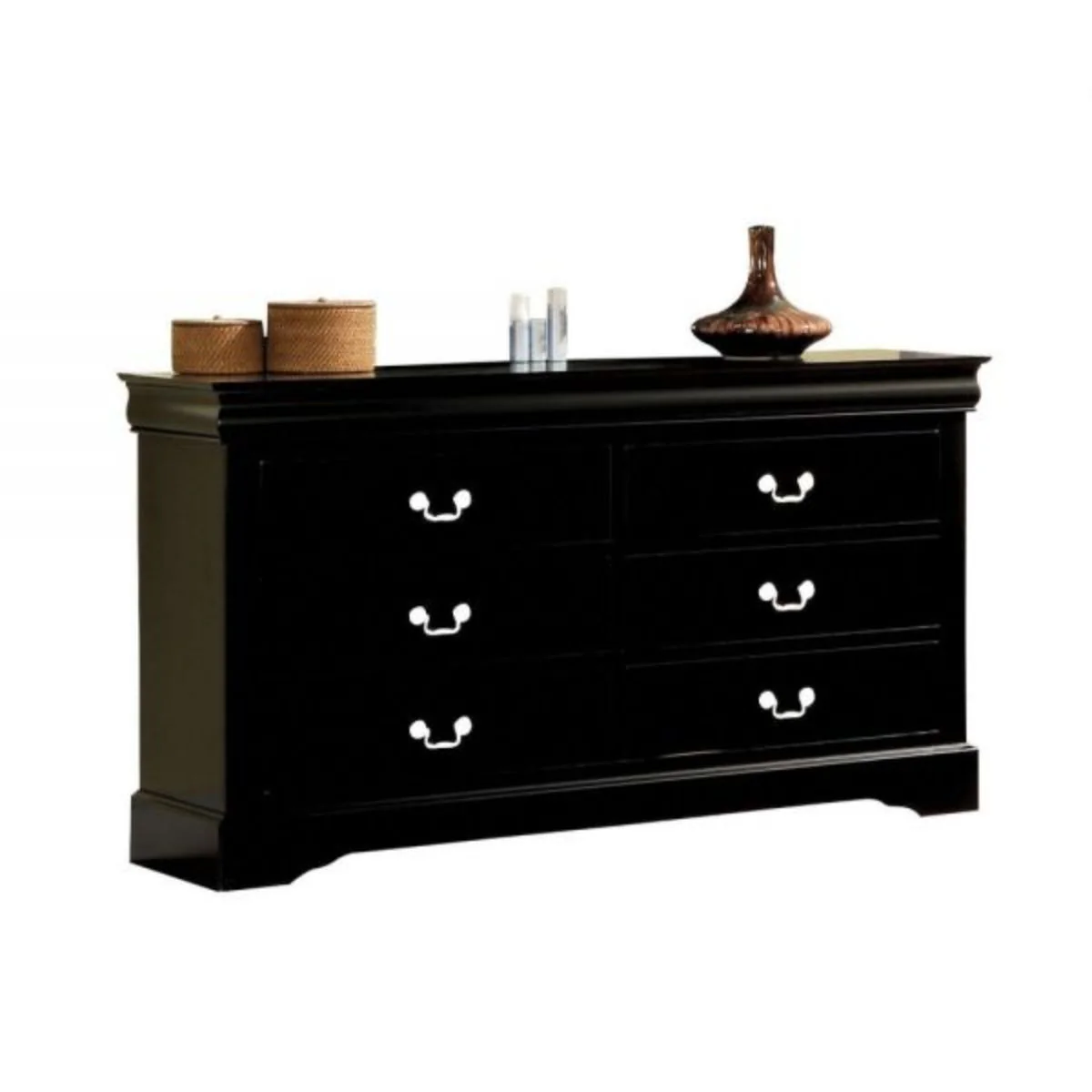 Black Solid and Manufactured Wood Six Drawer Double Dresser By Homeroots - Image 2