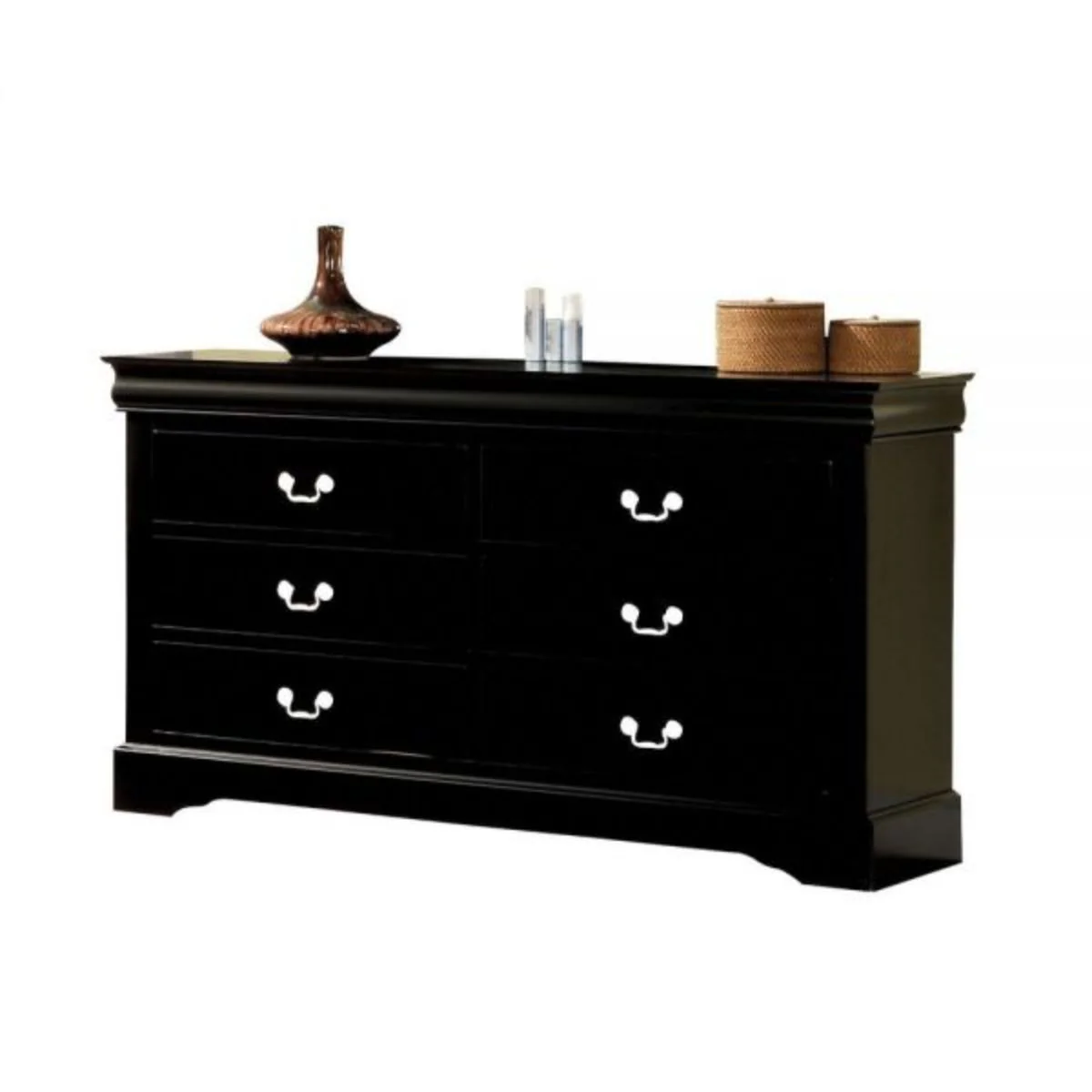 Black Solid and Manufactured Wood Six Drawer Double Dresser By Homeroots - Image 3