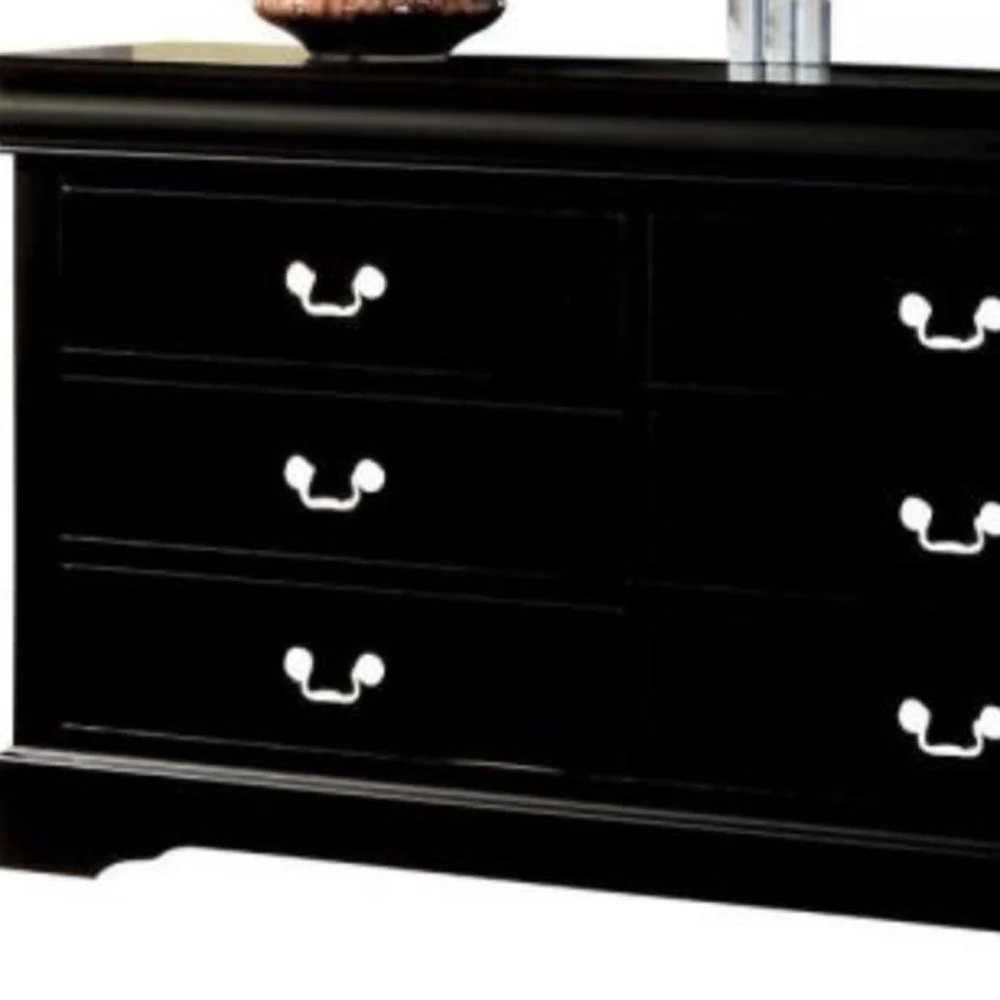 Black Solid and Manufactured Wood Six Drawer Double Dresser By Homeroots - Image 5