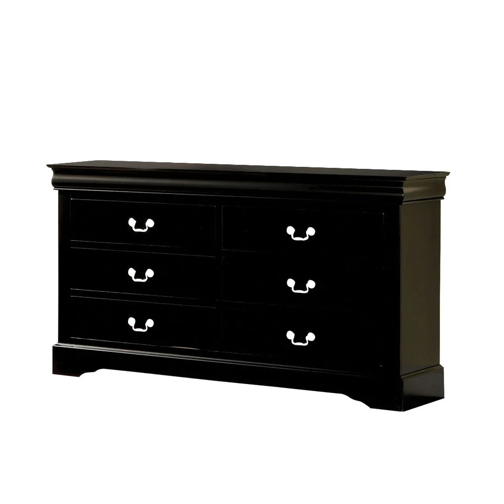 Black Solid and Manufactured Wood Six Drawer Double Dresser By Homeroots - Image 7
