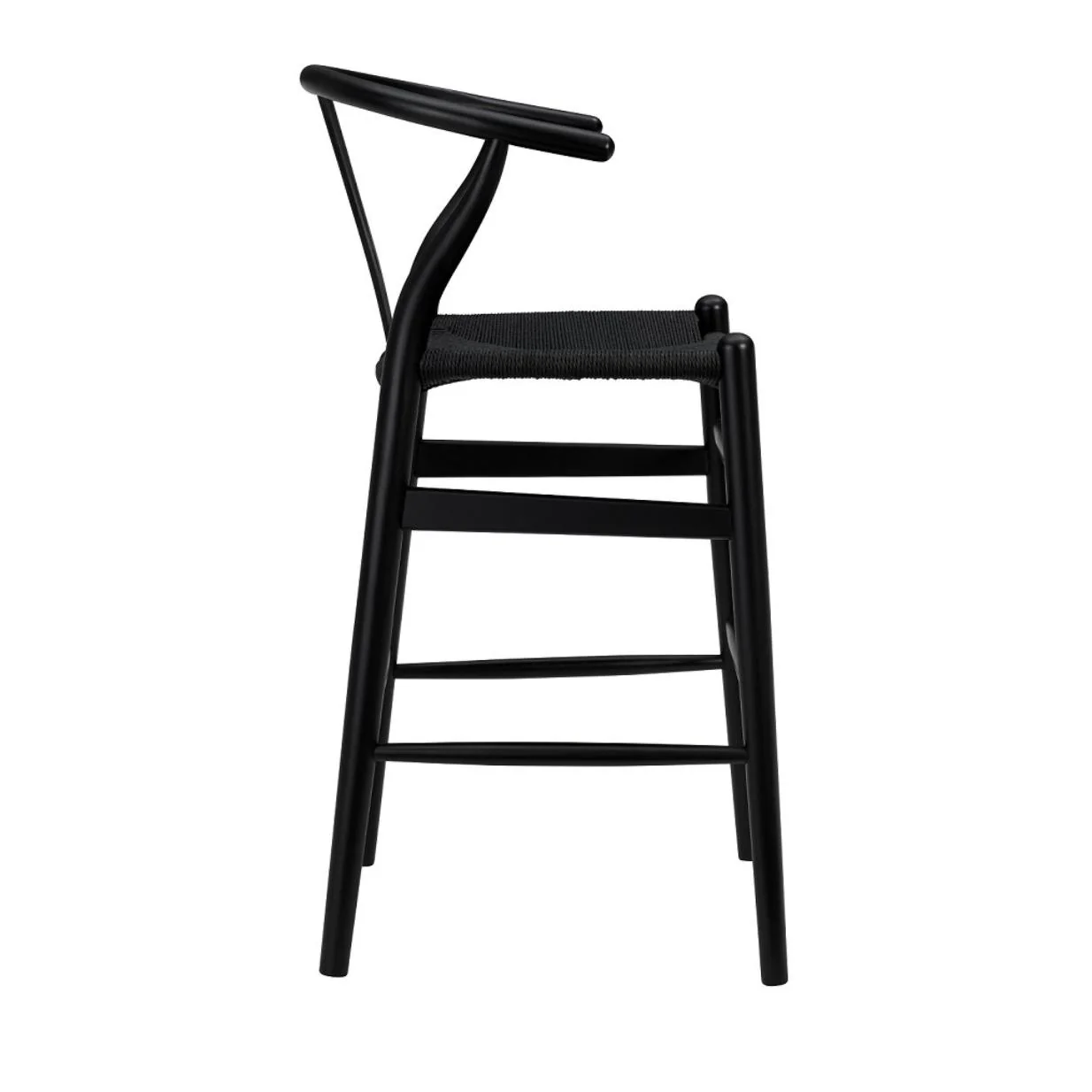 Black Solid Beech Wood Counter Stool with Black Rush Seat By Homeroots - Image 3